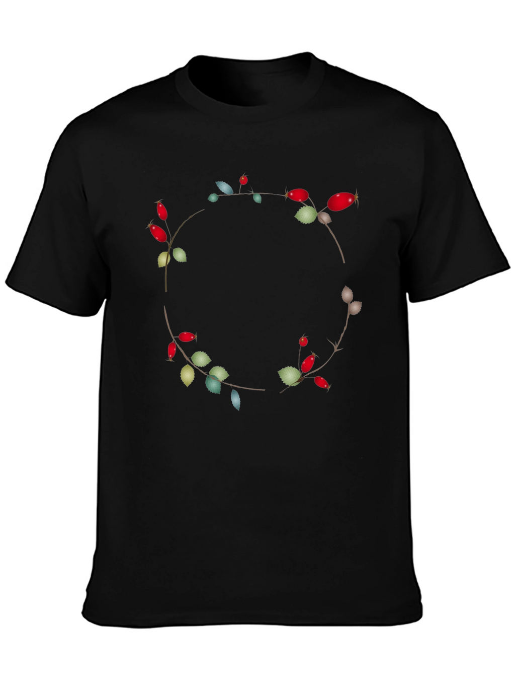 Floral Wreath Graphic Black Tee