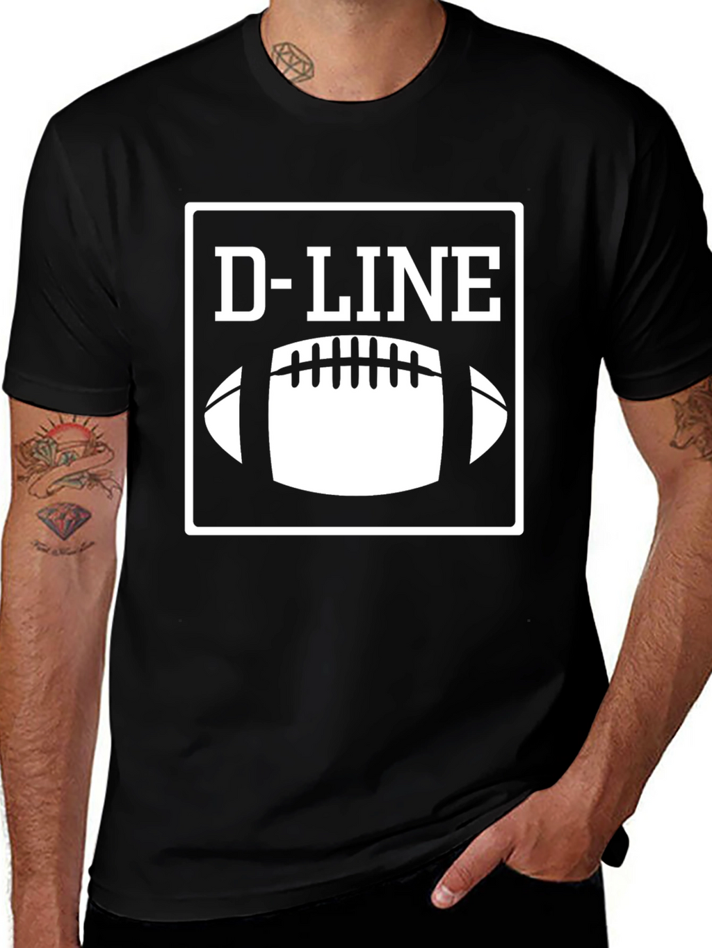 D-Line Football T-Shirt - Black Graphic Tee