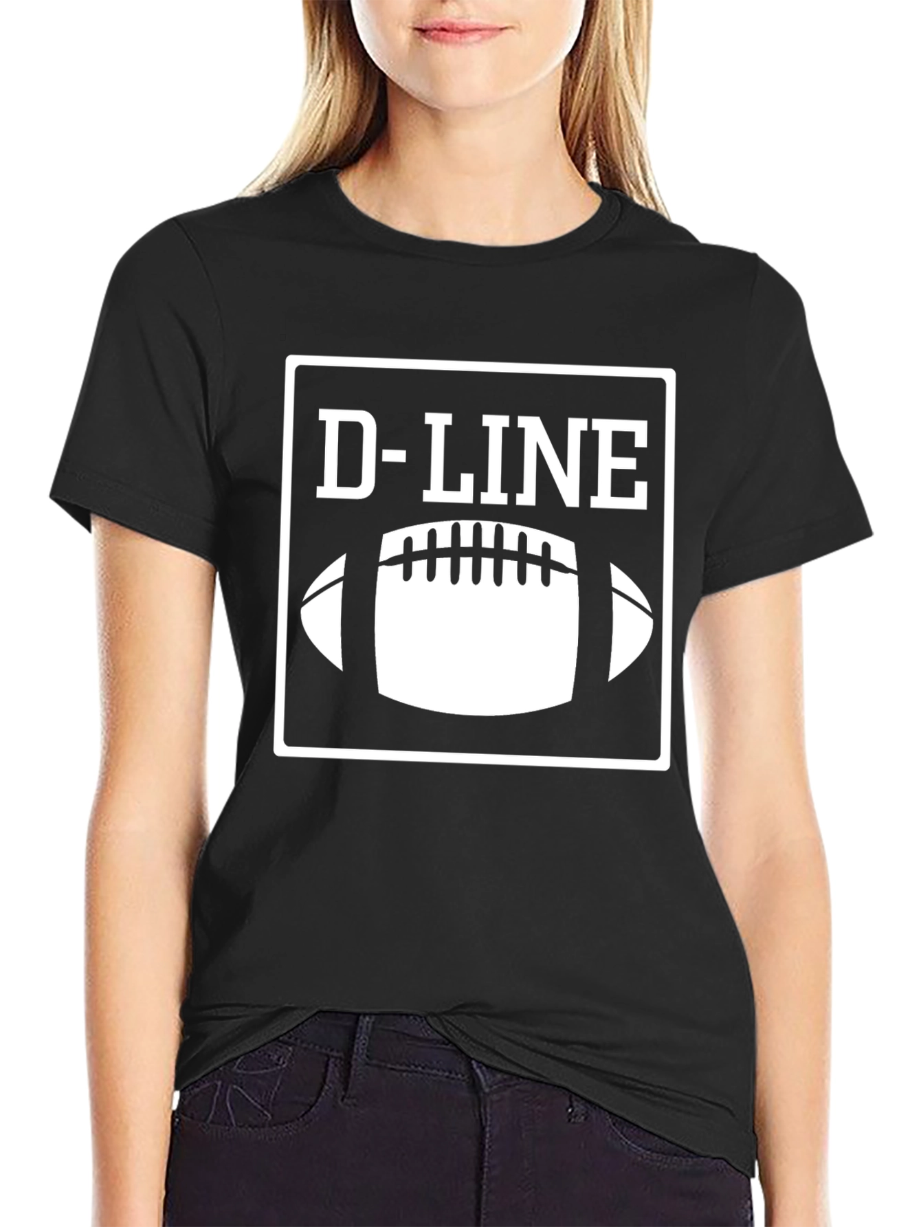 D-Line Football T-Shirt - Black Graphic Tee