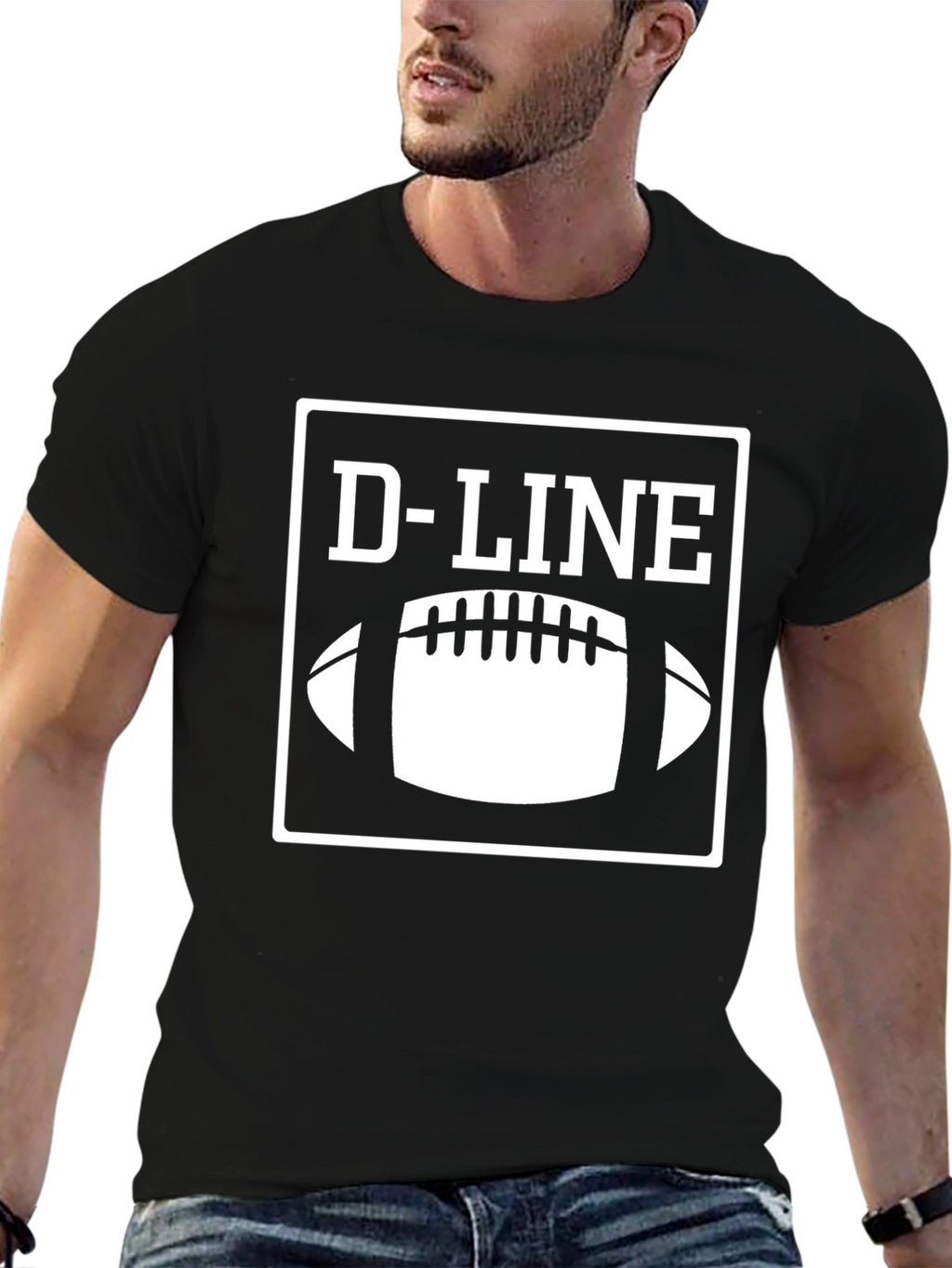 D-Line Football T-Shirt - Black Graphic Tee