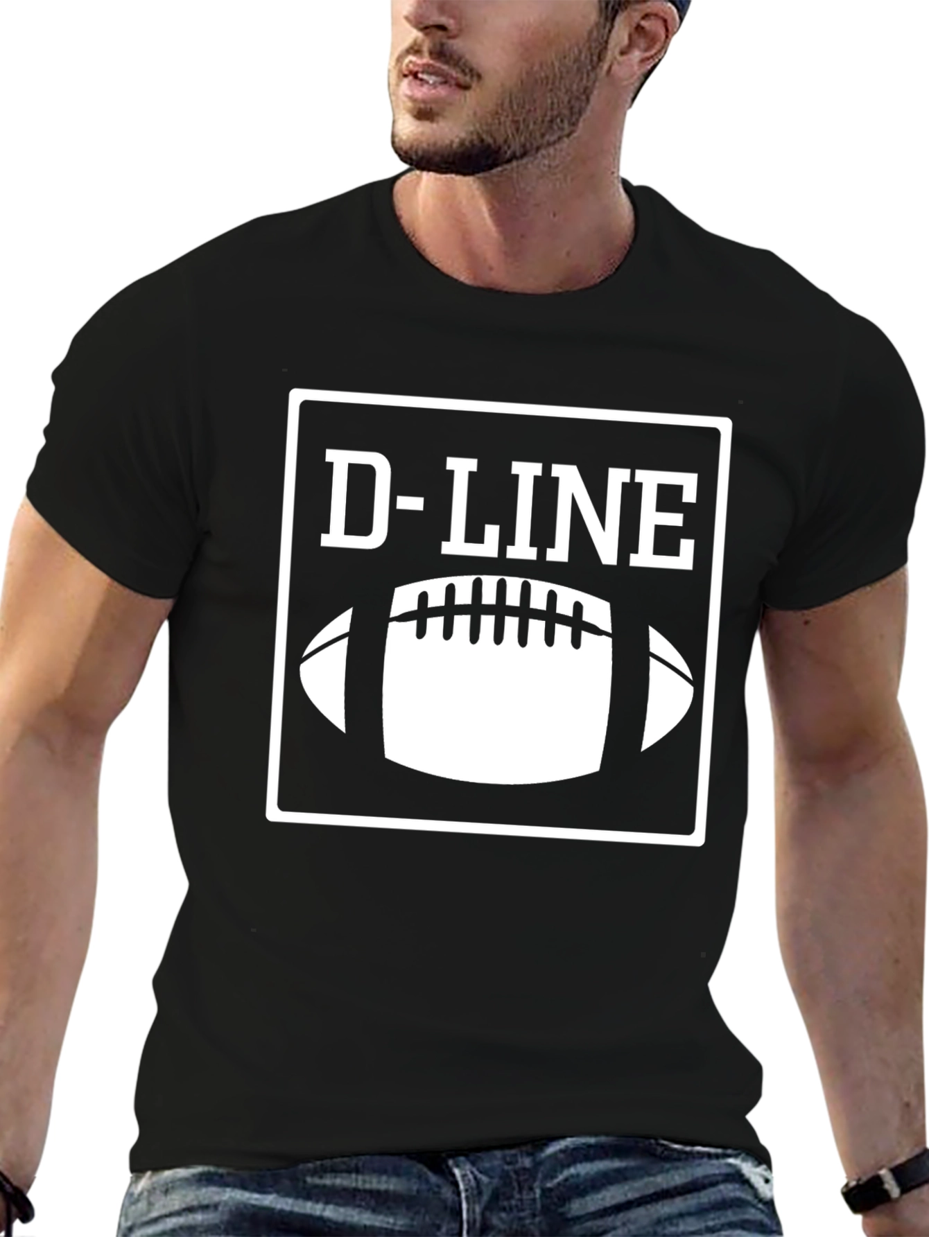 D-Line Football T-Shirt - Black Graphic Tee
