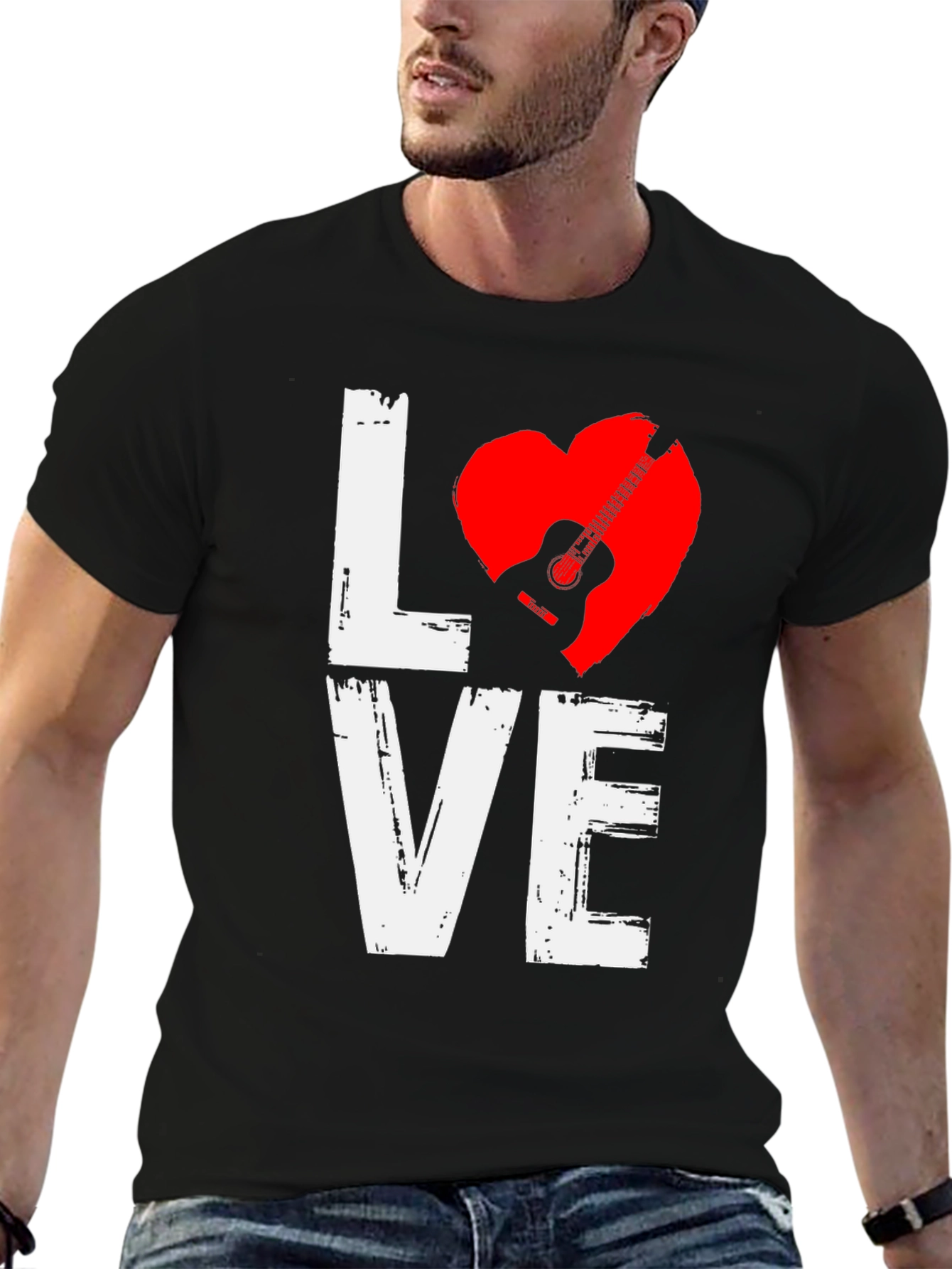 Guitar Love Graphic T-Shirt - Black