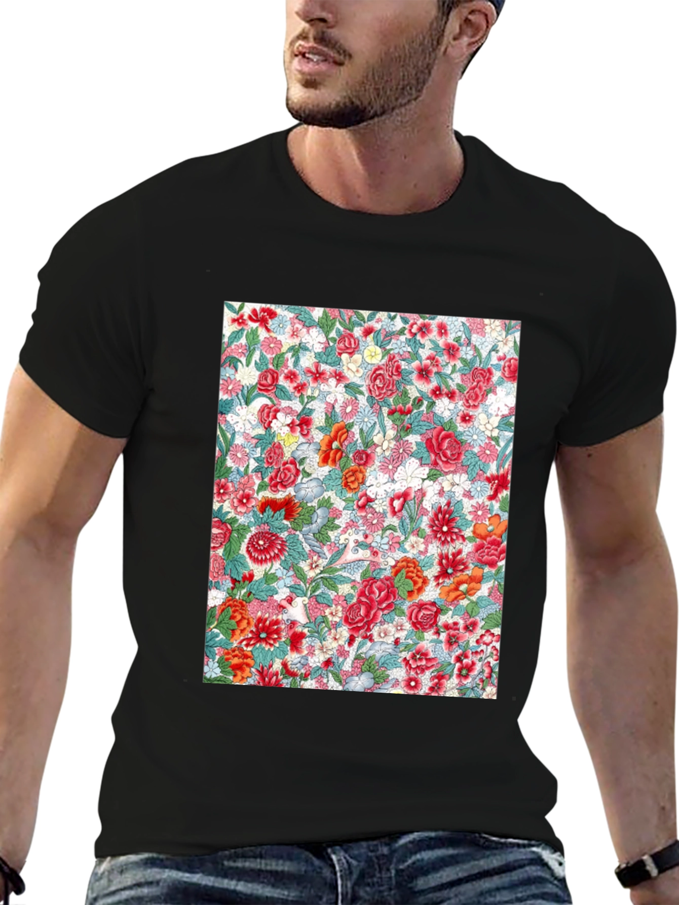 Floral Print Crew Neck Tee