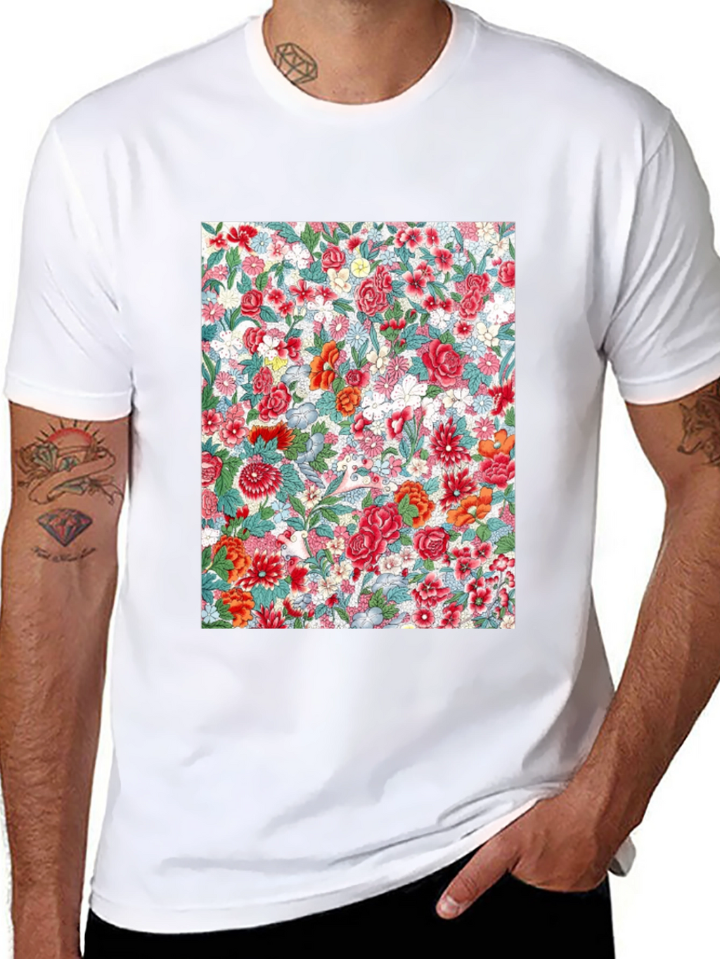 Floral Print Crew Neck Tee
