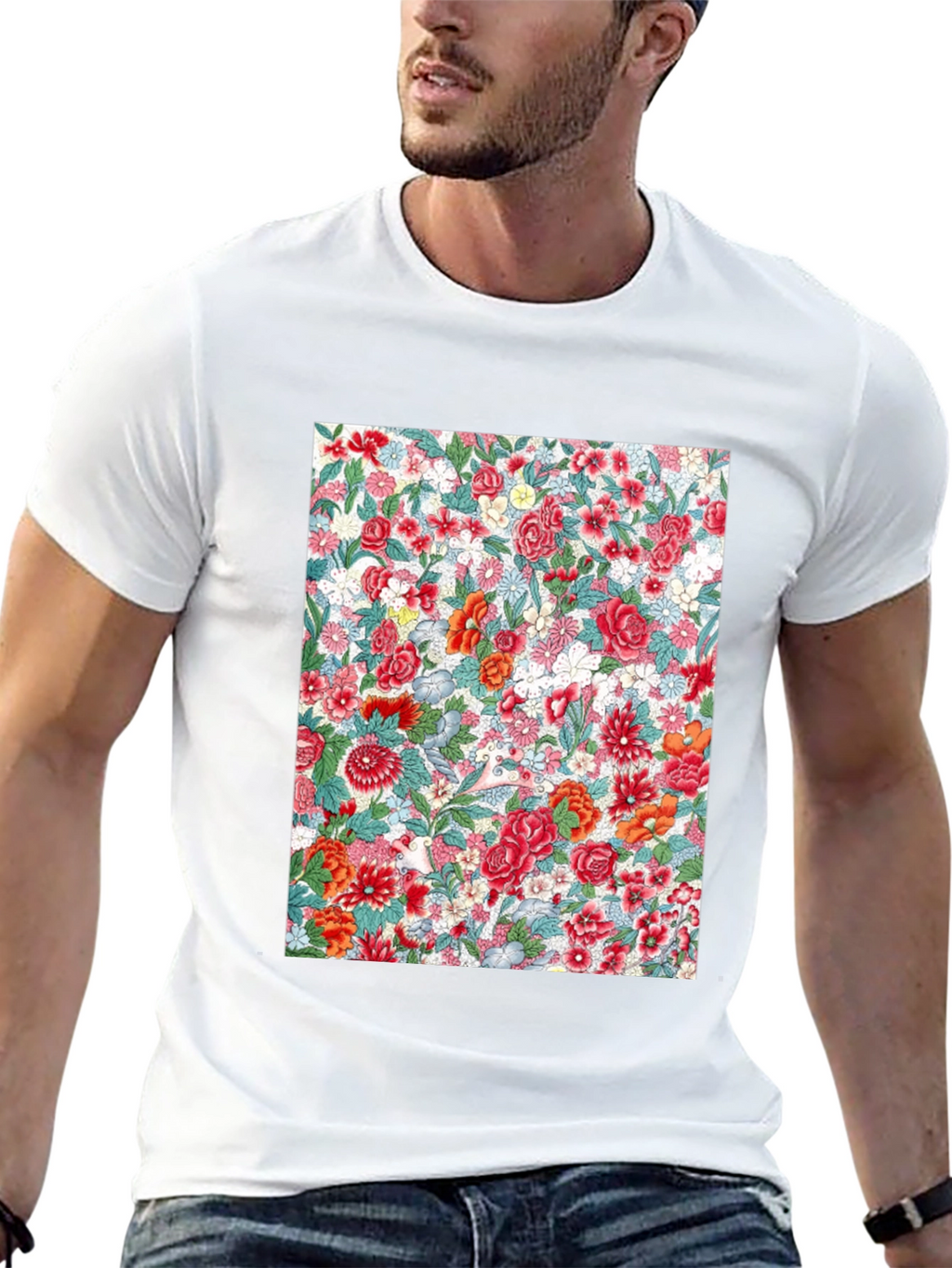 Floral Print Crew Neck Tee