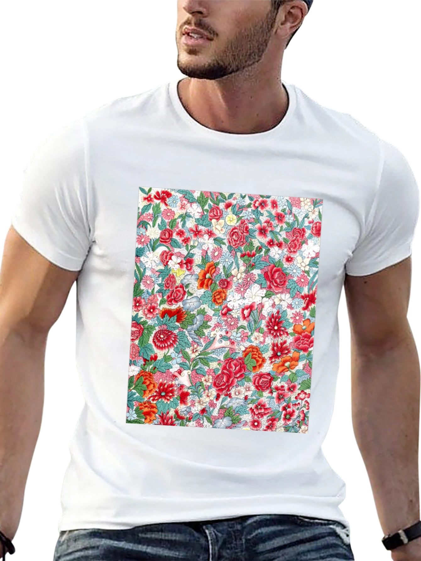 Floral Print Crew Neck Tee