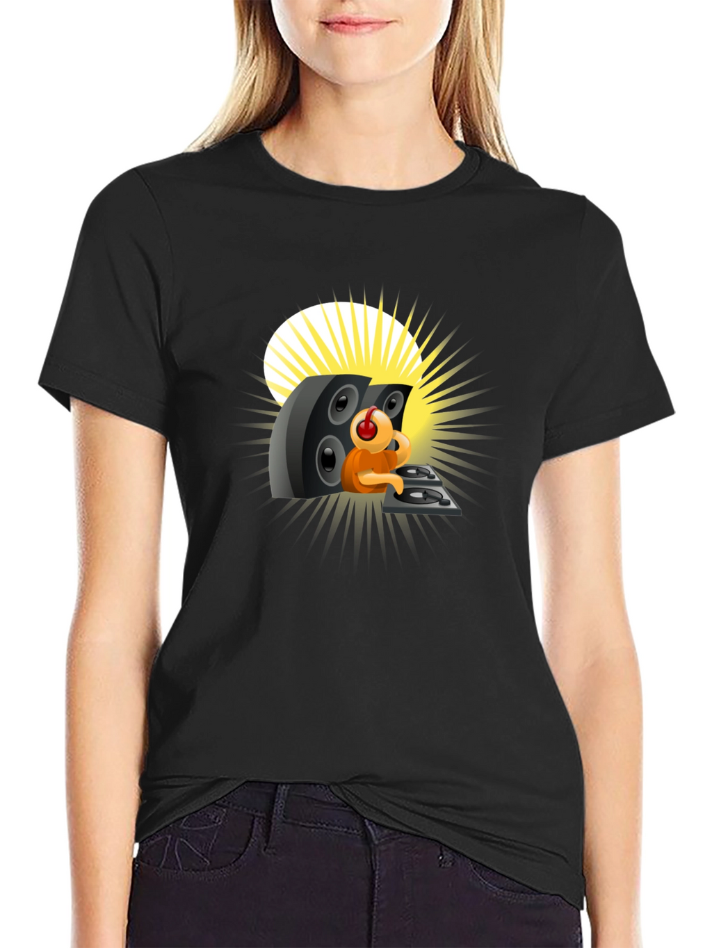 DJing Cartoon Character Graphic Tee