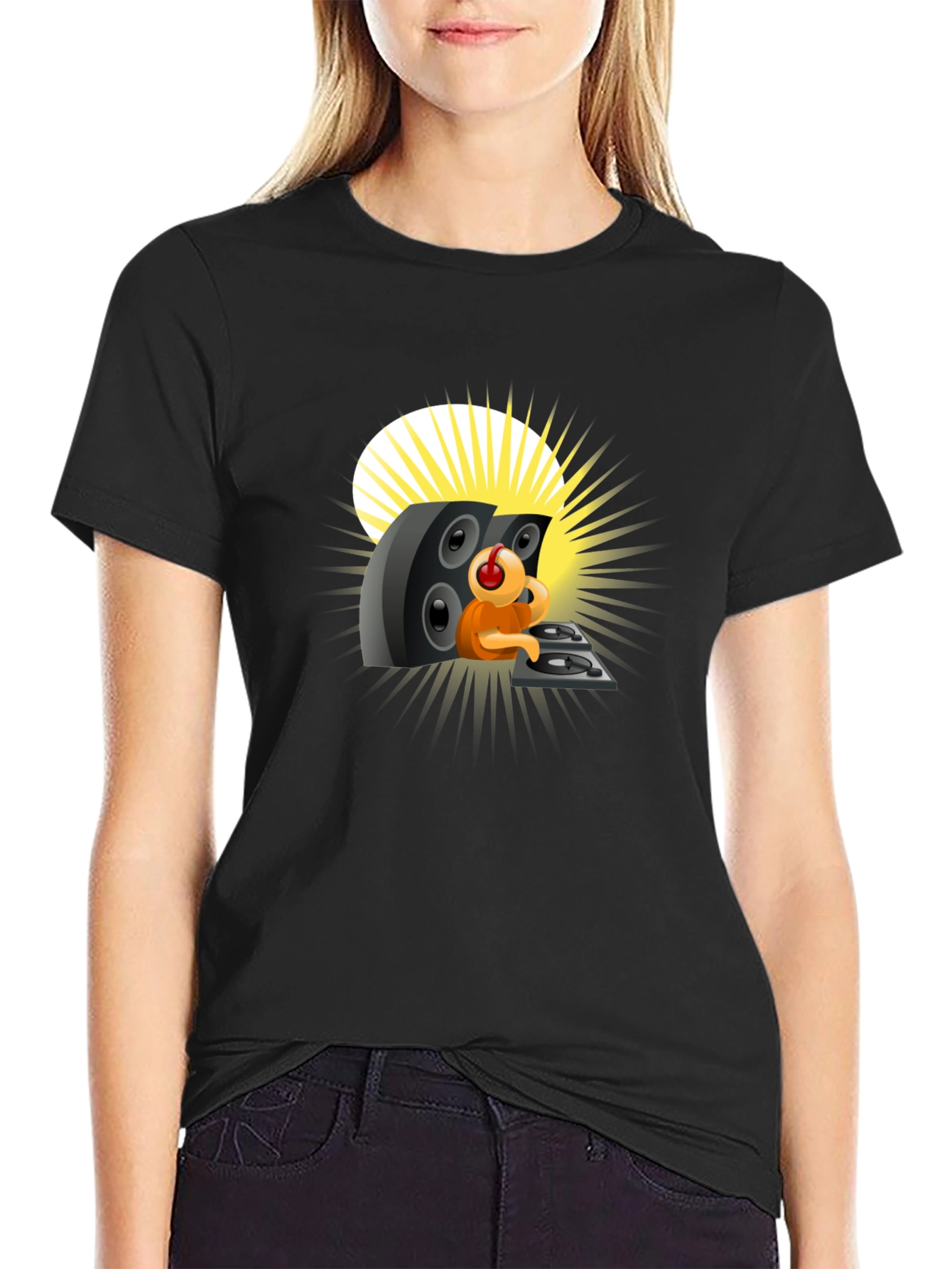 DJing Cartoon Character Graphic Tee
