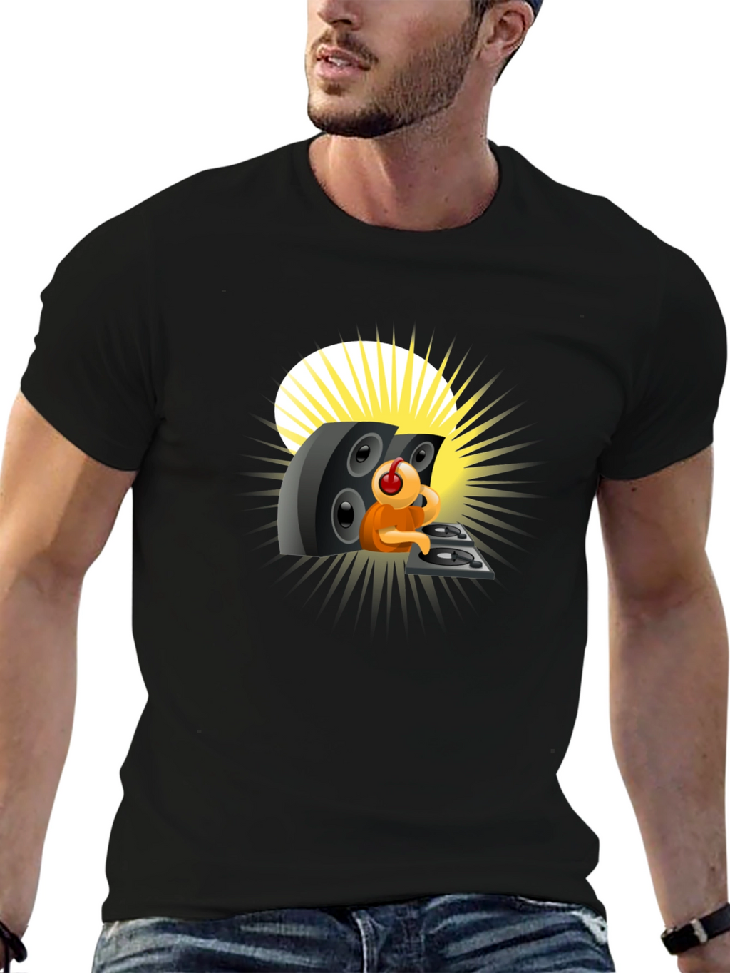 DJing Cartoon Character Graphic Tee