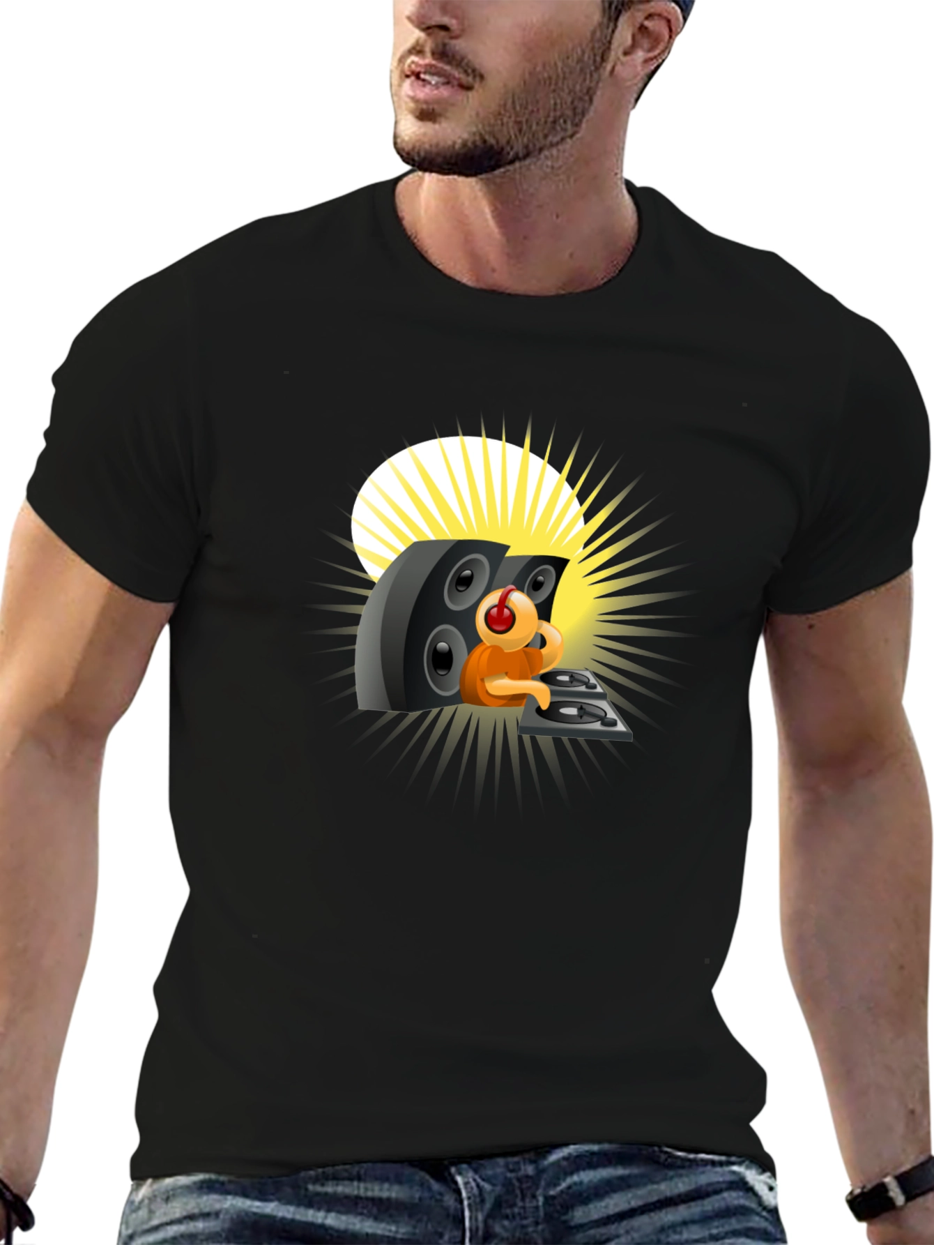 DJing Cartoon Character Graphic Tee