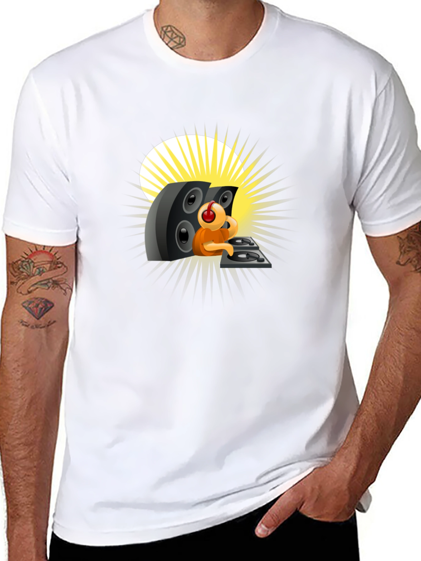 DJing Cartoon Character Graphic Tee