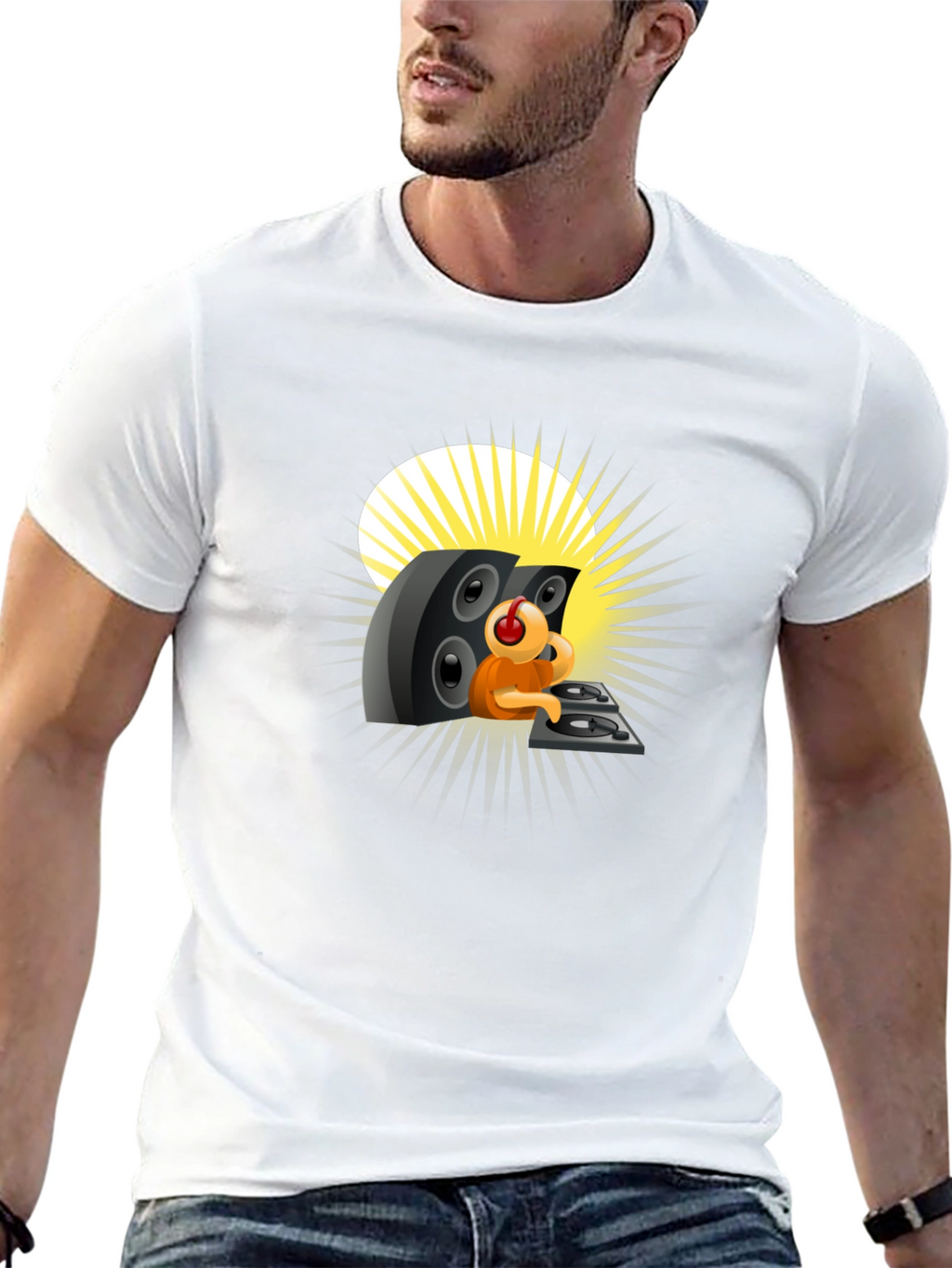 DJing Cartoon Character Graphic Tee
