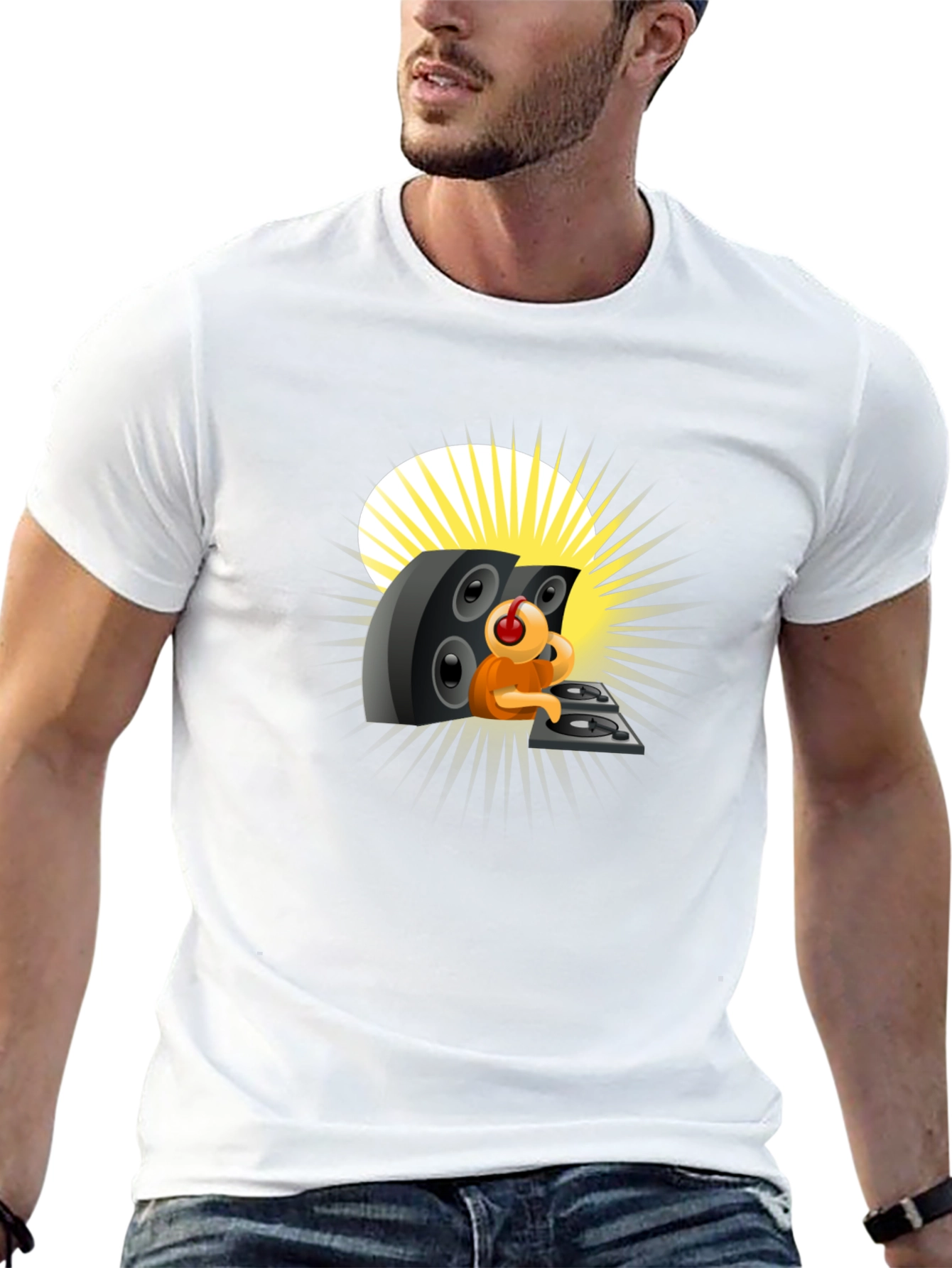 DJing Cartoon Character Graphic Tee