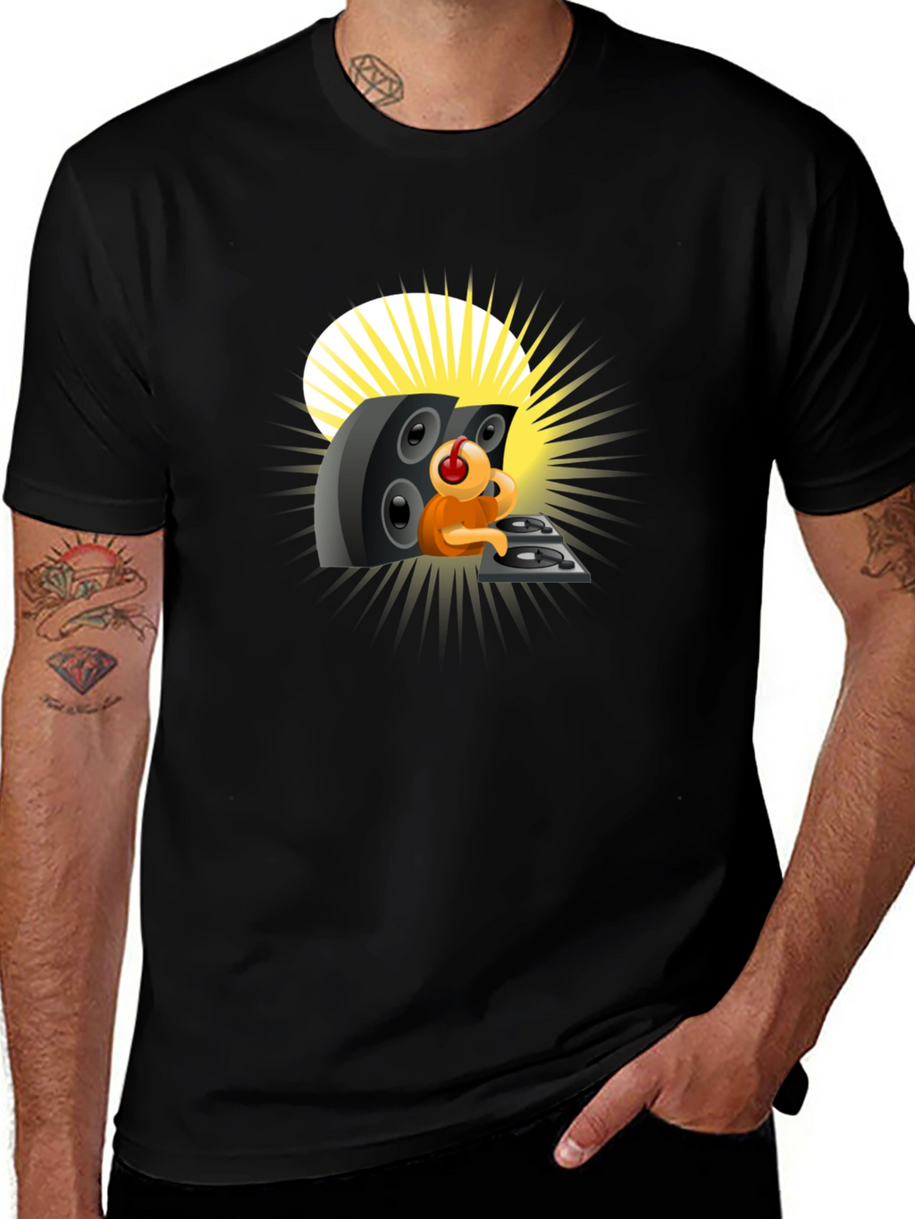 DJing Cartoon Character Graphic Tee