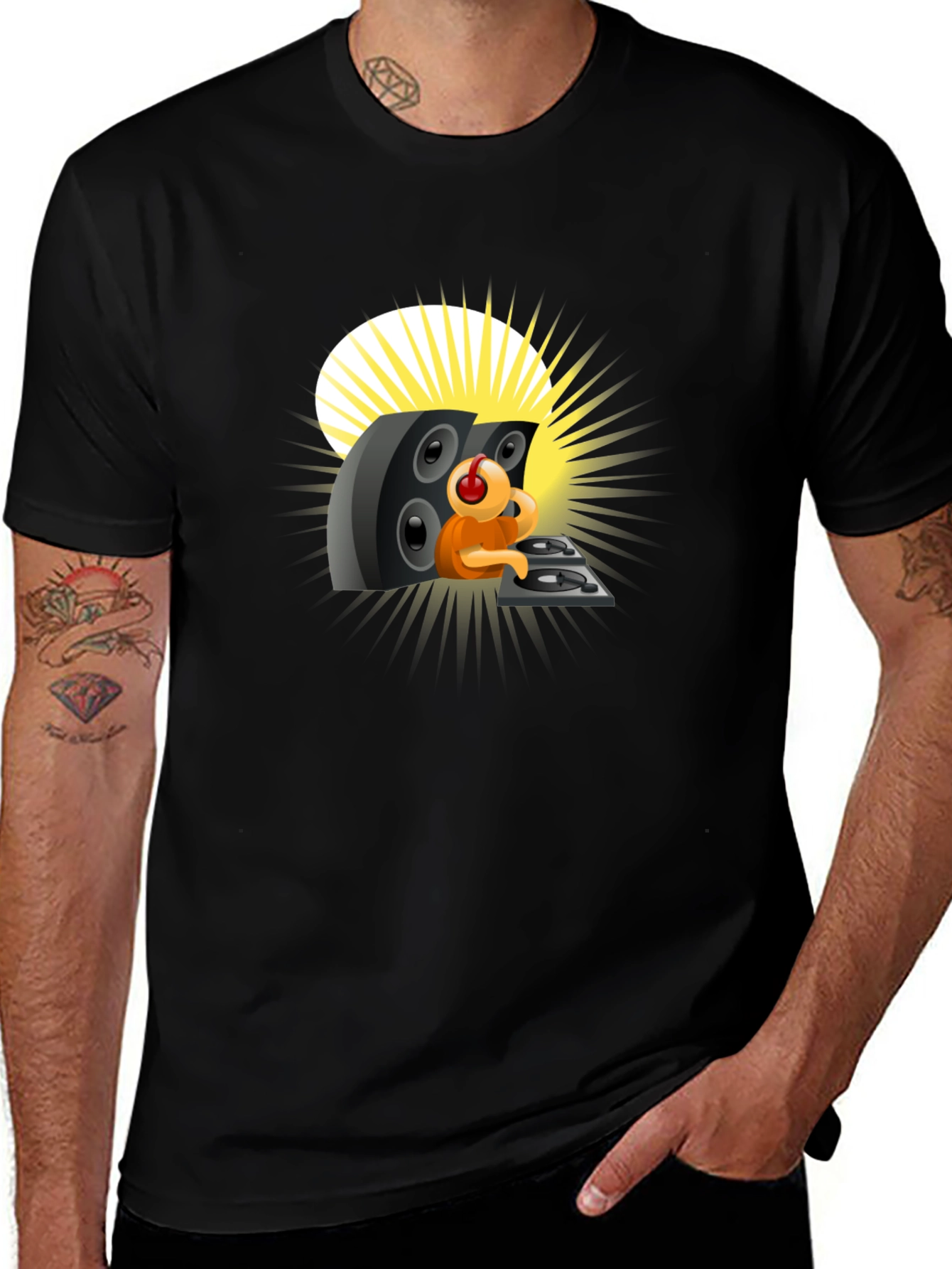 DJing Cartoon Character Graphic Tee