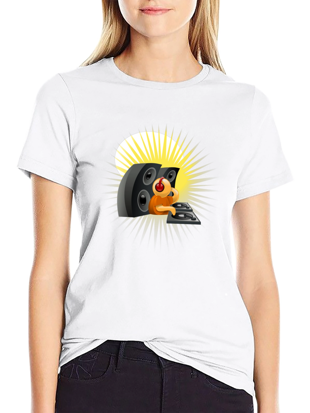 DJing Cartoon Character Graphic Tee