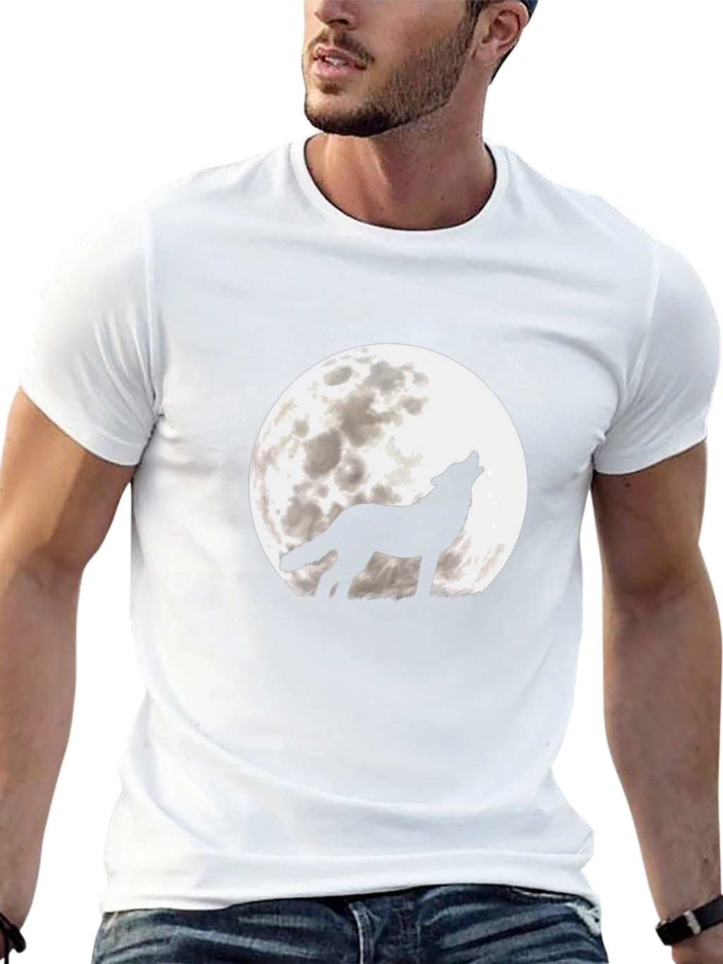 Wolf Moon Graphic Tee - Black Cotton T-Shirt