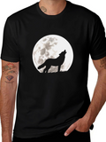 Wolf Moon Graphic Tee - Black Cotton T-Shirt