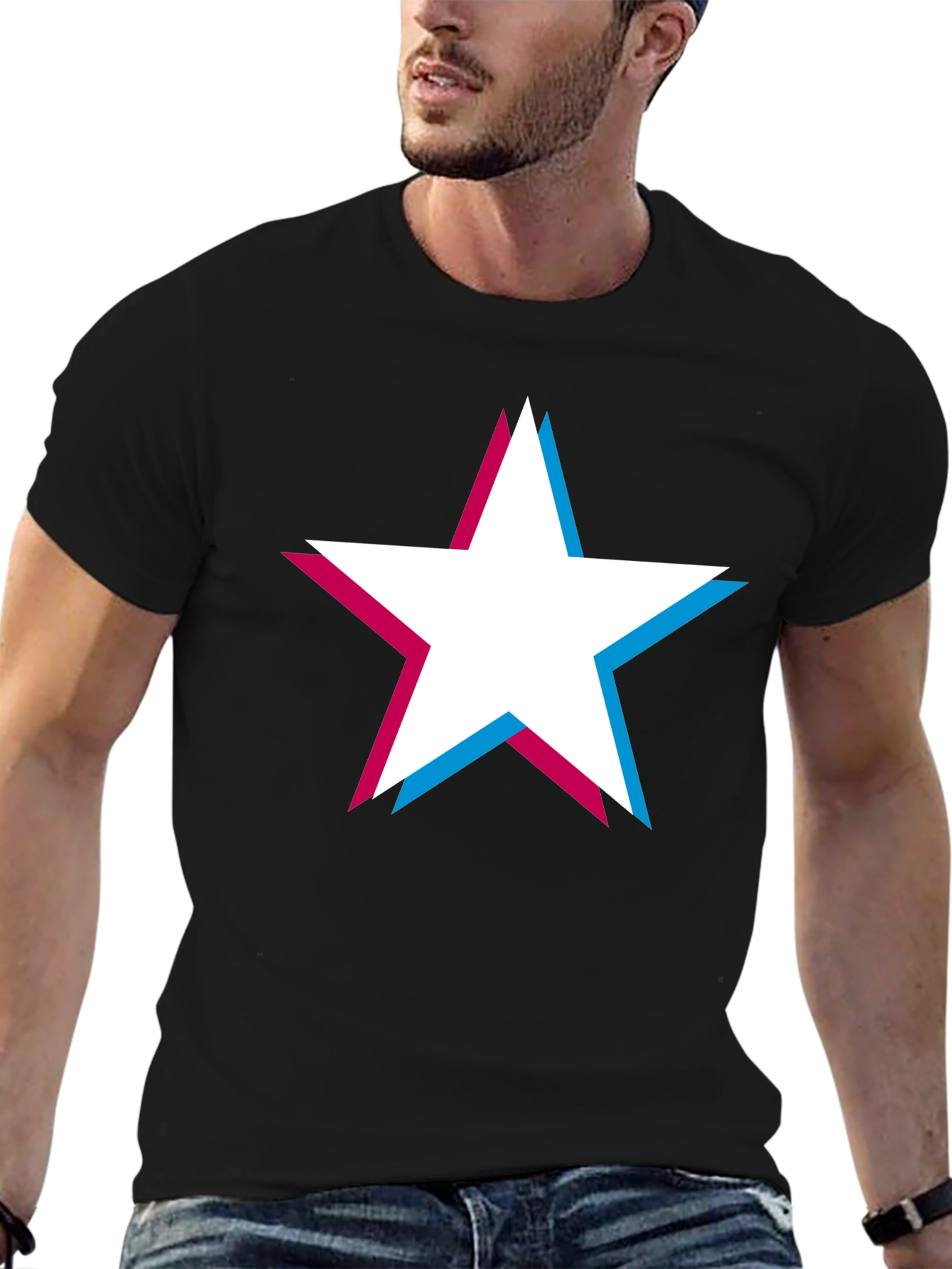 Retro Star Graphic T-Shirt - Classic Crew Neck Tee