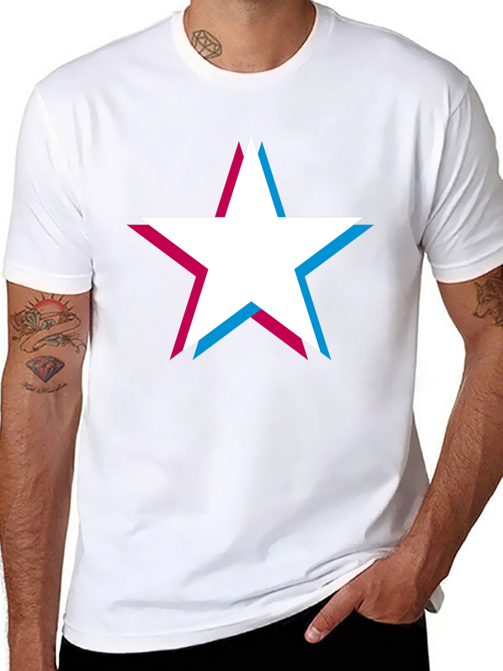 Retro Star Graphic T-Shirt - Classic Crew Neck Tee