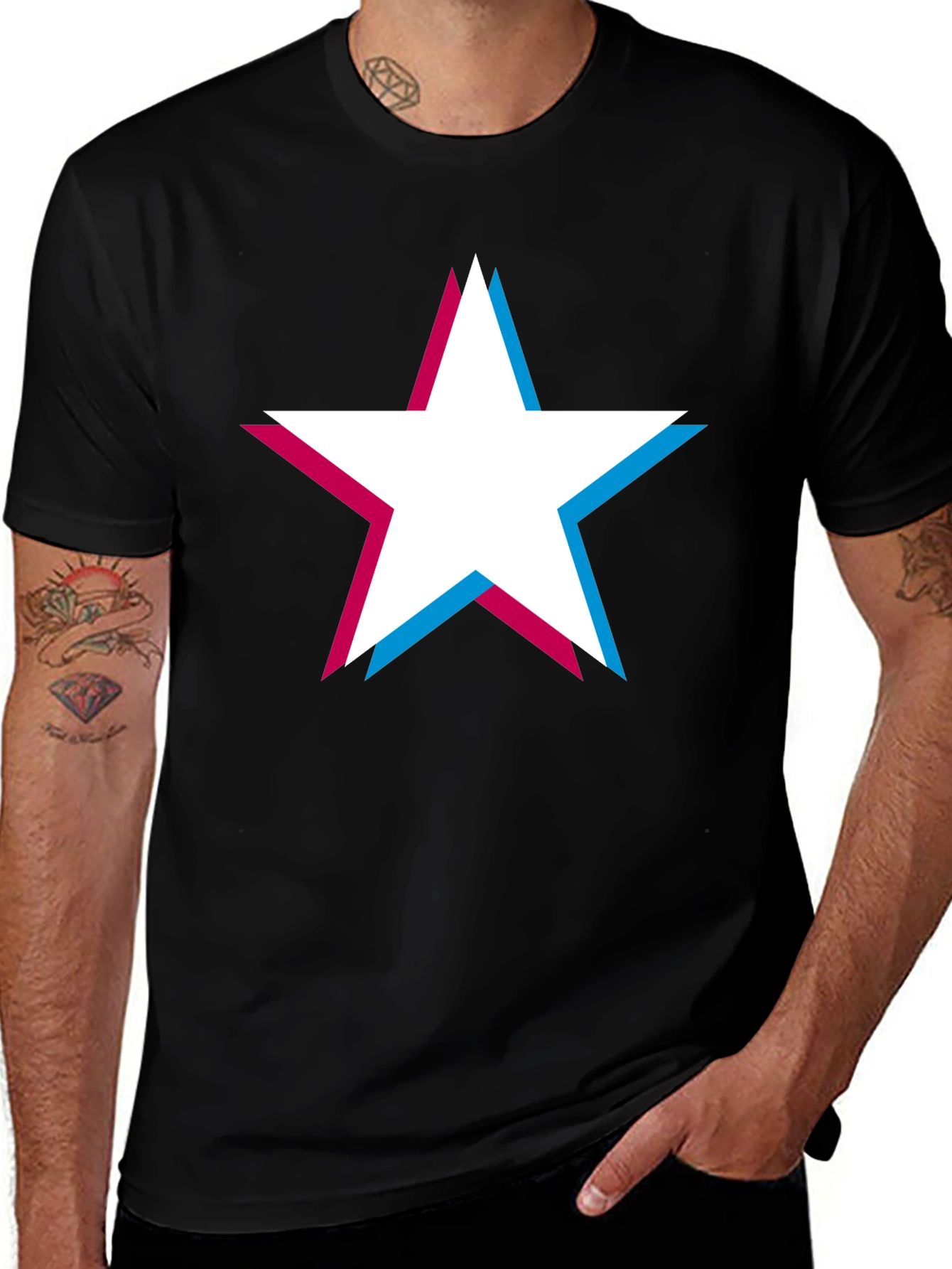 Retro Star Graphic T-Shirt - Classic Crew Neck Tee