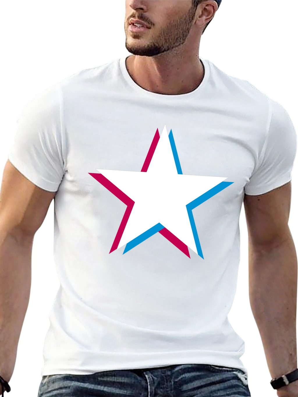 Retro Star Graphic T-Shirt - Classic Crew Neck Tee