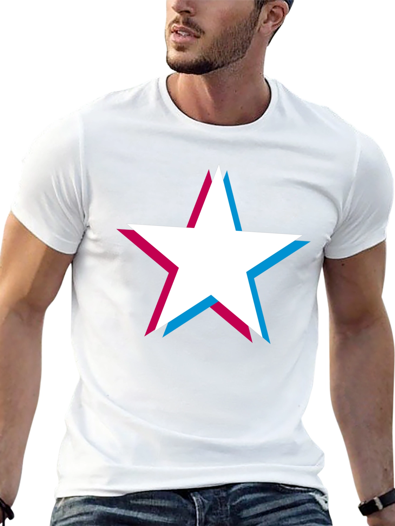 Retro Star Graphic T-Shirt - Classic Crew Neck Tee
