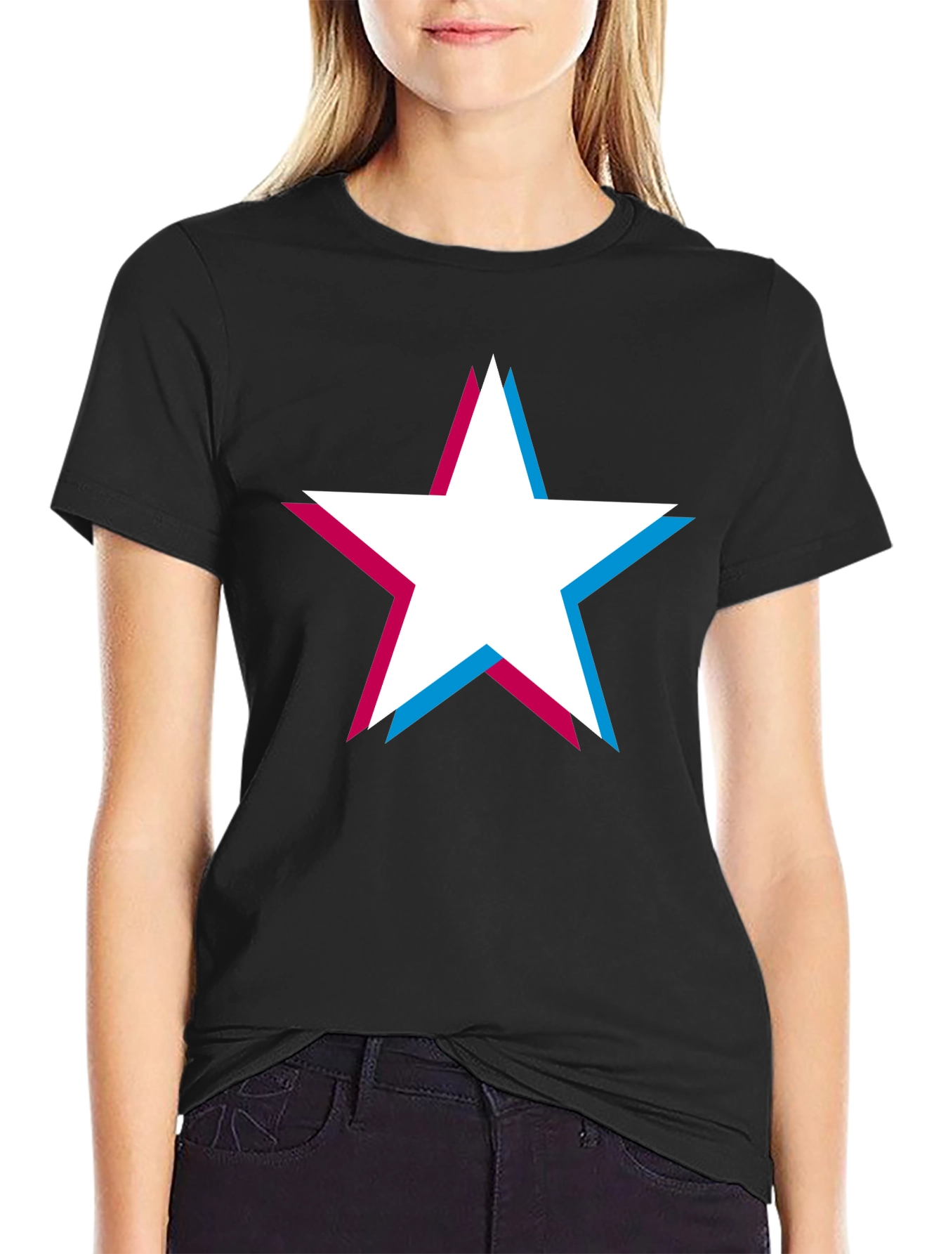 Retro Star Graphic T-Shirt - Classic Crew Neck Tee