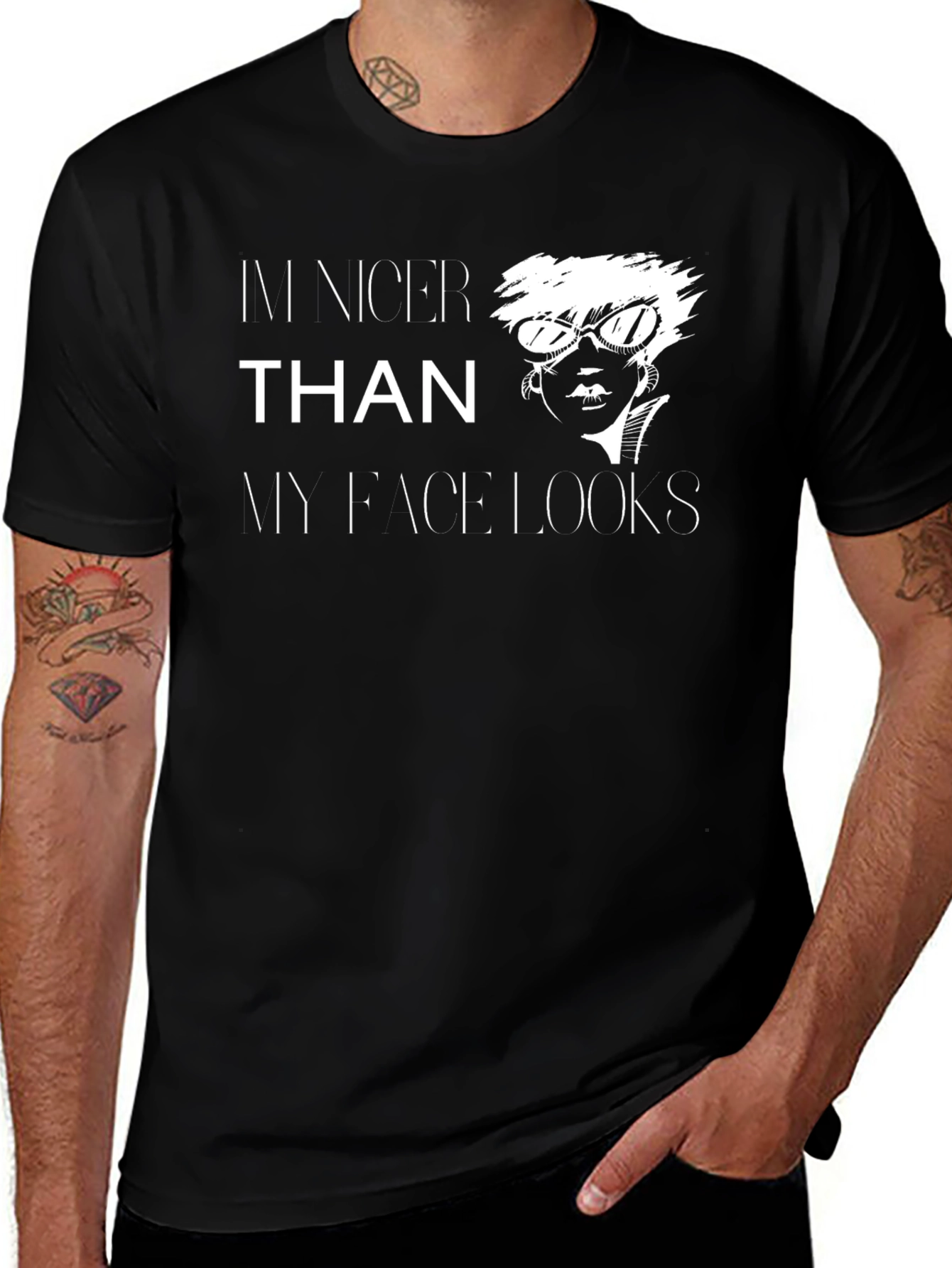 Funny Sarcastic Graphic Tee - Im Nicer Than My Face Looks