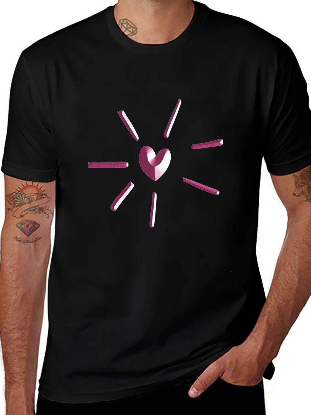 Heart Ray Graphic Tee - Stylish Casual Wear