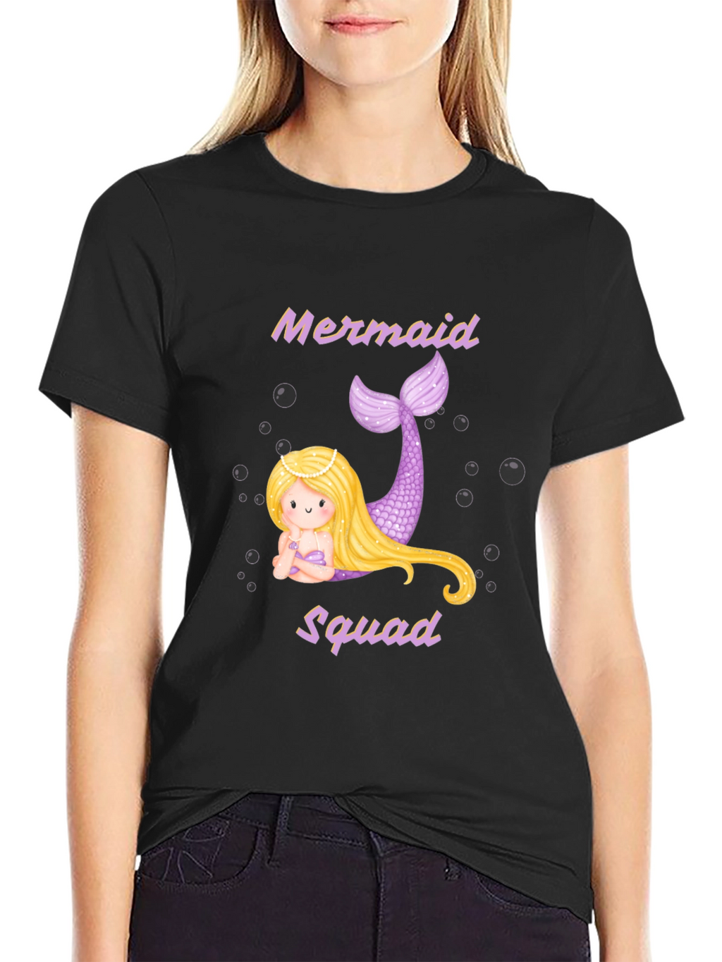 Mermaid Squad T-Shirt - Black Cotton Tee