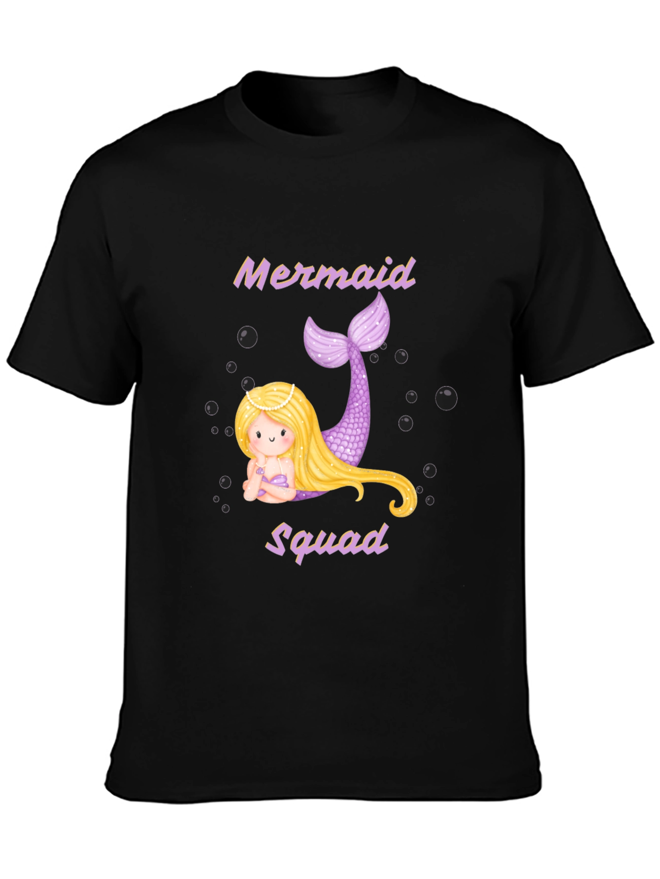 Mermaid Squad T-Shirt - Black Cotton Tee