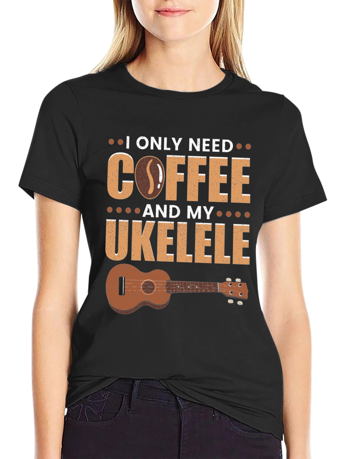 Coffee and Ukulele Graphic T-Shirt