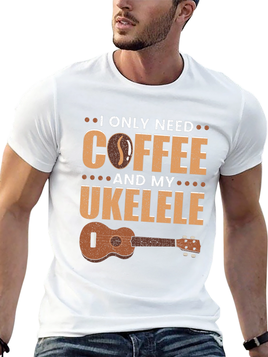 Coffee and Ukulele Graphic T-Shirt