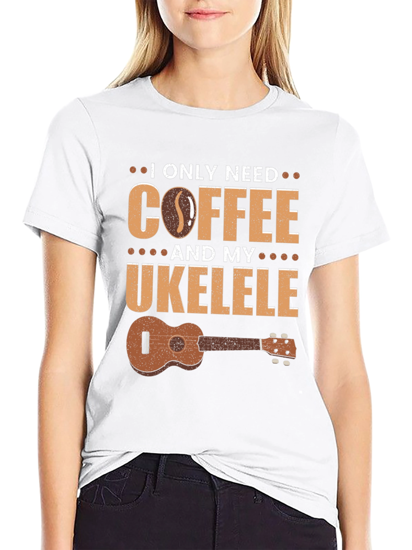 Coffee and Ukulele Graphic T-Shirt