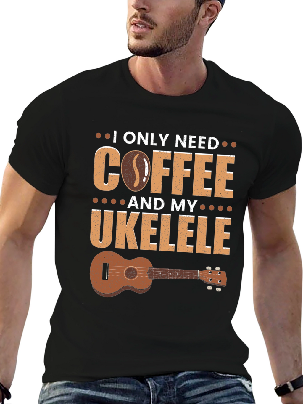 Coffee and Ukulele Graphic T-Shirt