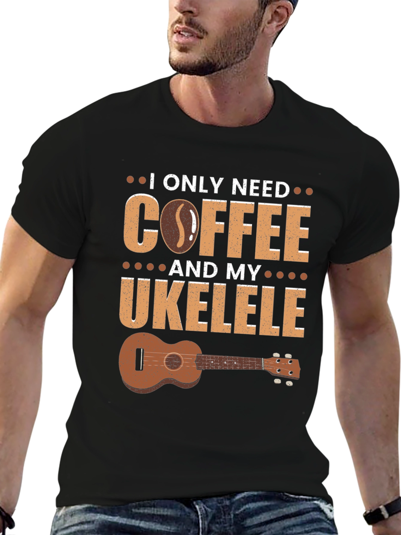 Coffee and Ukulele Graphic T-Shirt