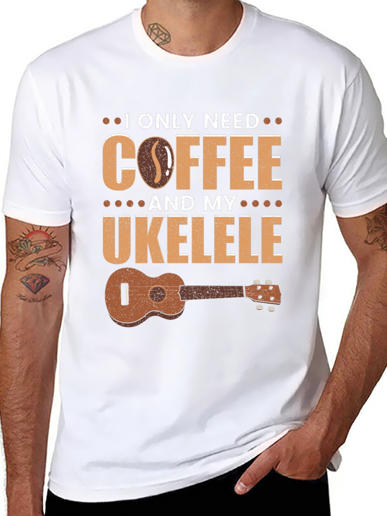 Coffee and Ukulele Graphic T-Shirt