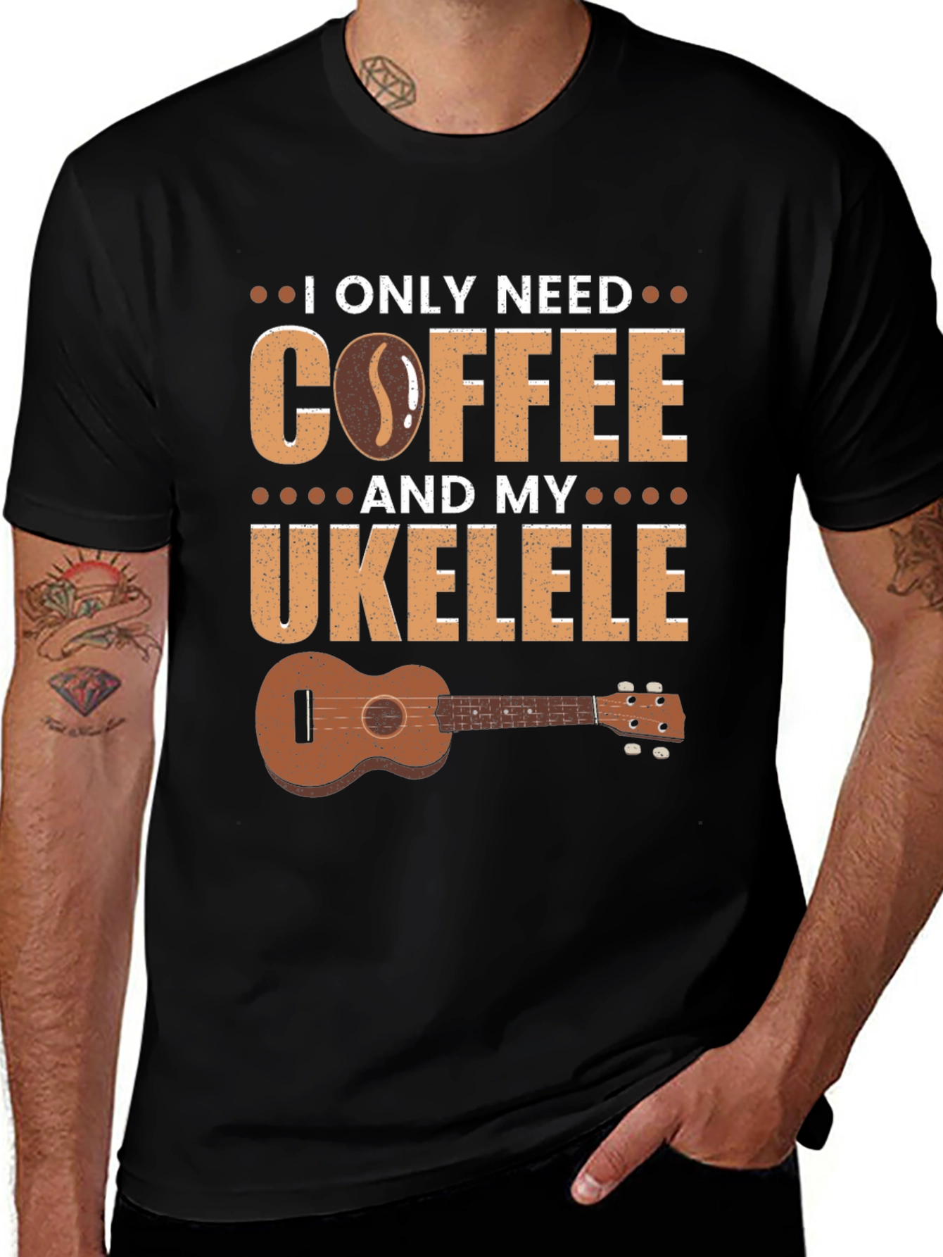 Coffee and Ukulele Graphic T-Shirt