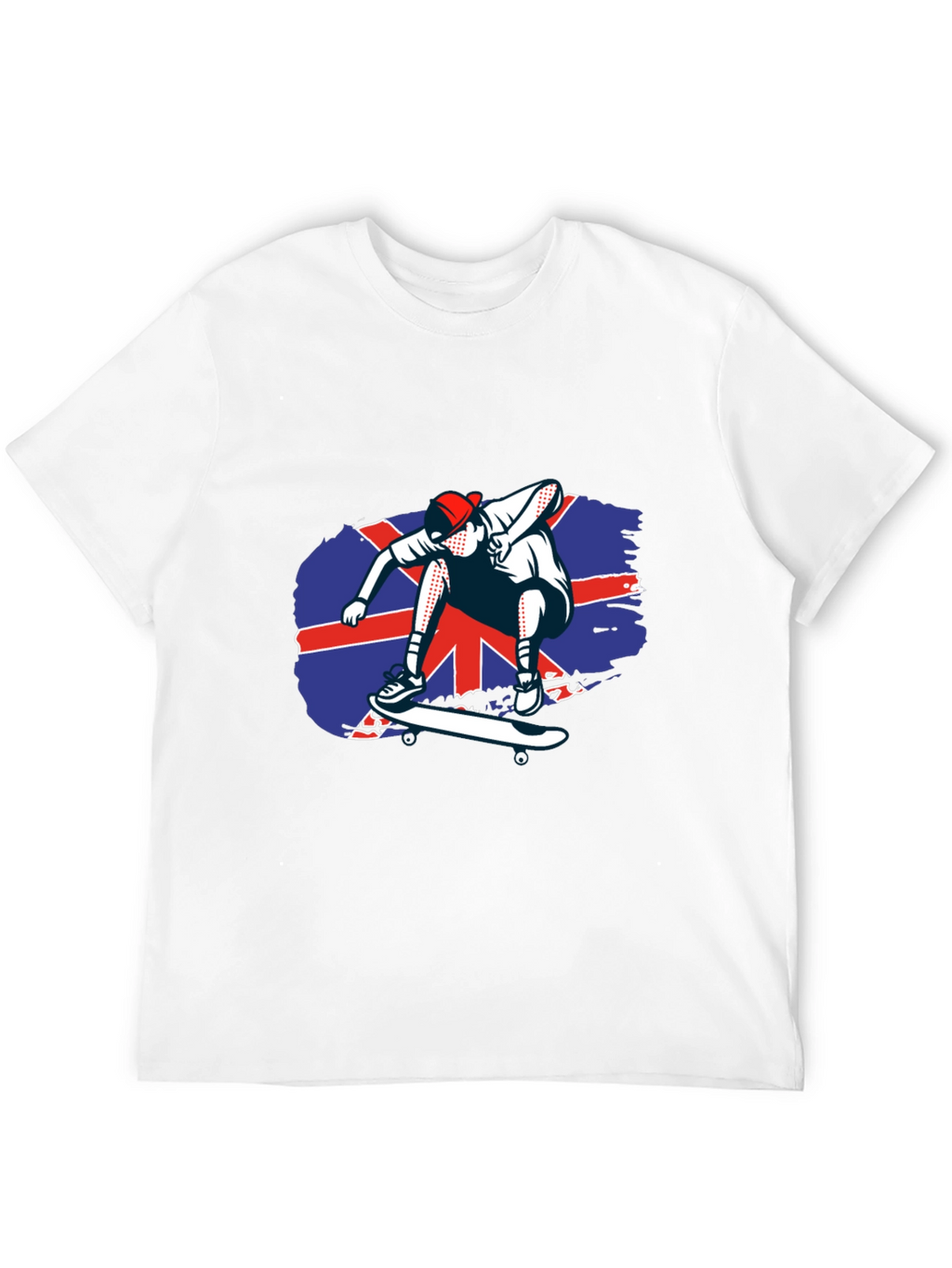 Skateboarder Union Jack Graphic Tee - Cool Black T-Shirt