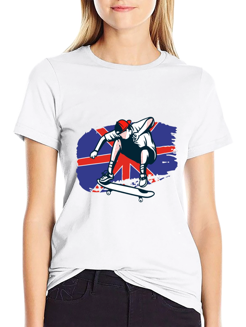 Skateboarder Union Jack Graphic Tee - Cool Black T-Shirt