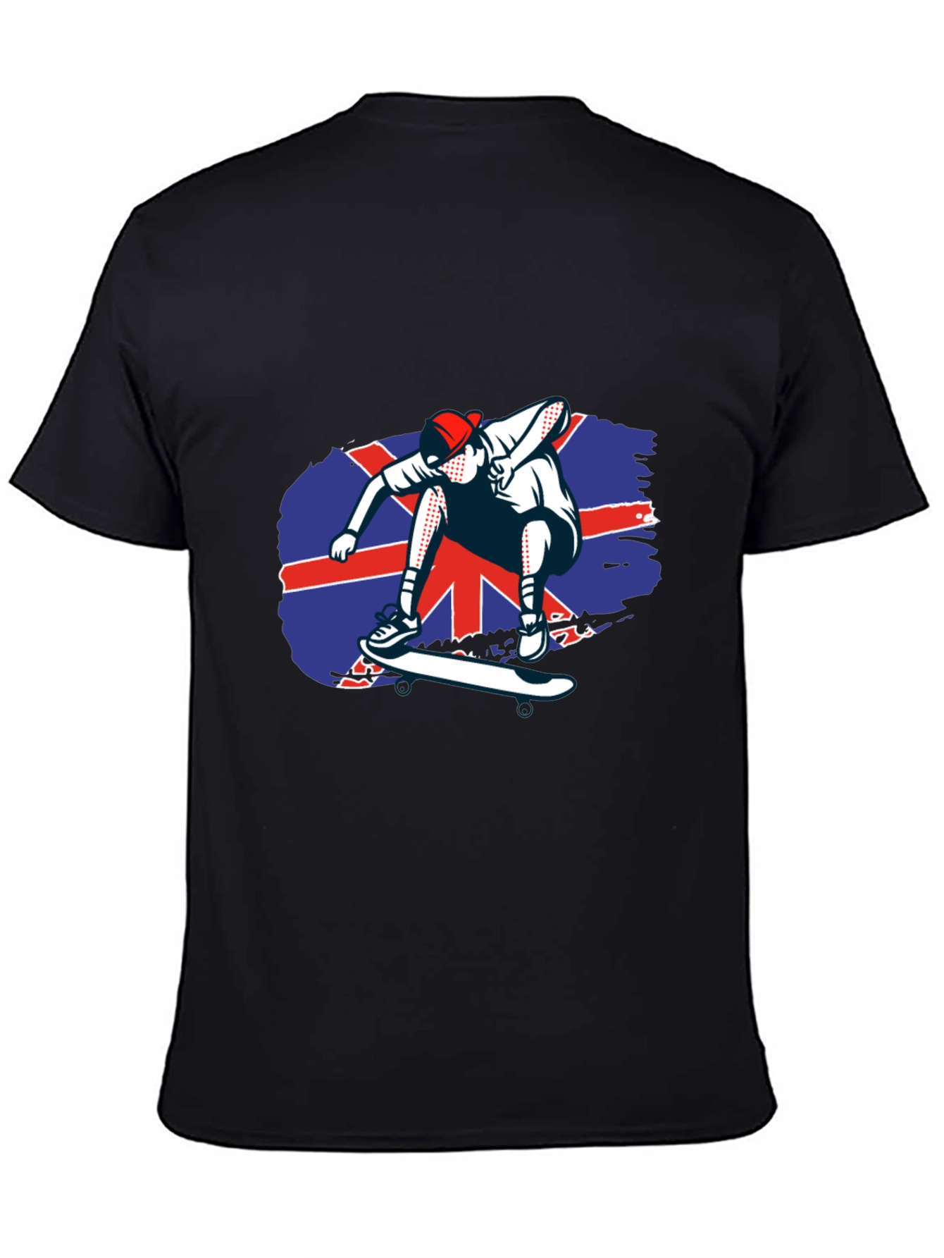 Skateboarder Union Jack Graphic Tee - Cool Black T-Shirt