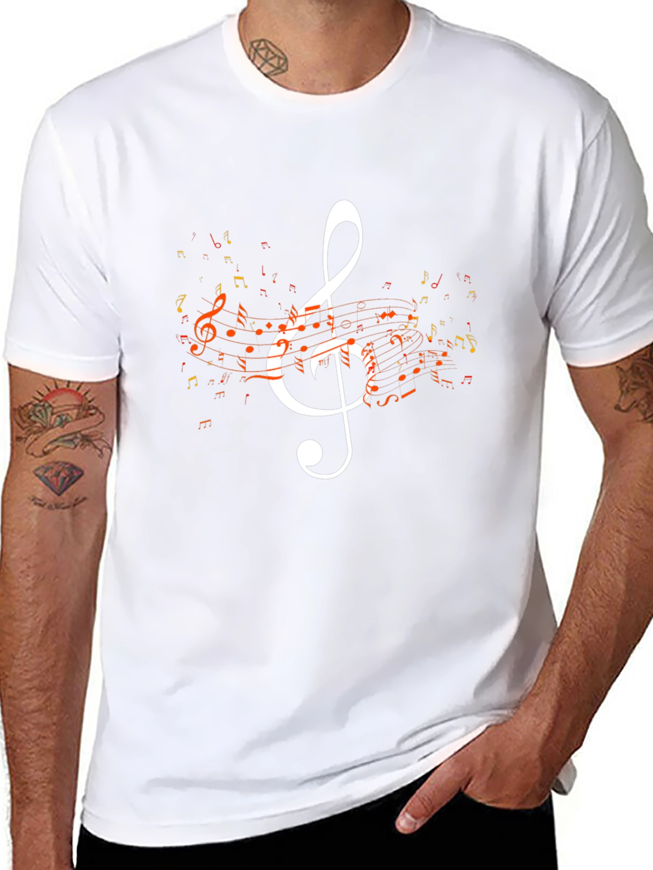 Musical Note Graphic Tee - Black