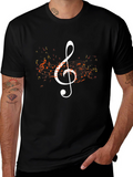 Musical Note Graphic Tee - Black
