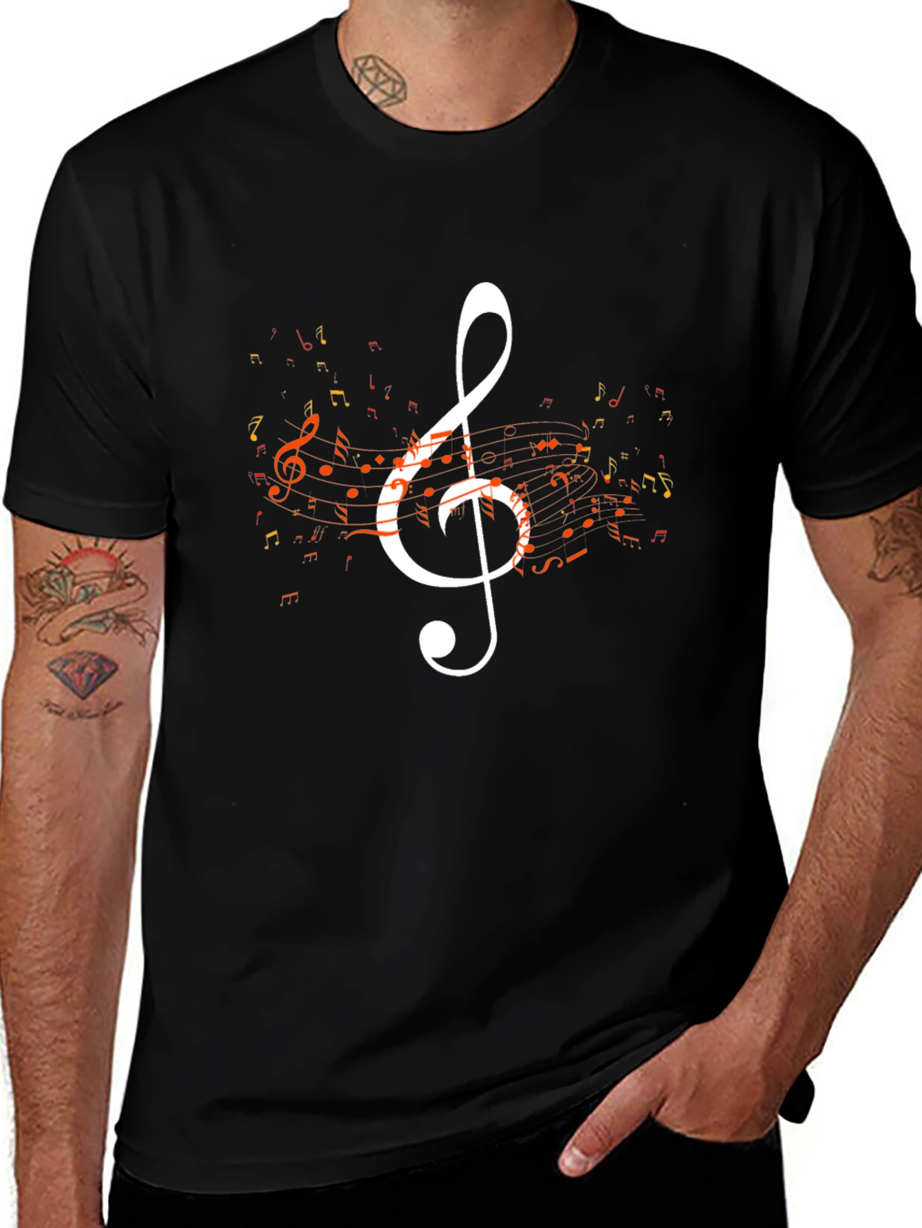 Musical Note Graphic Tee - Black
