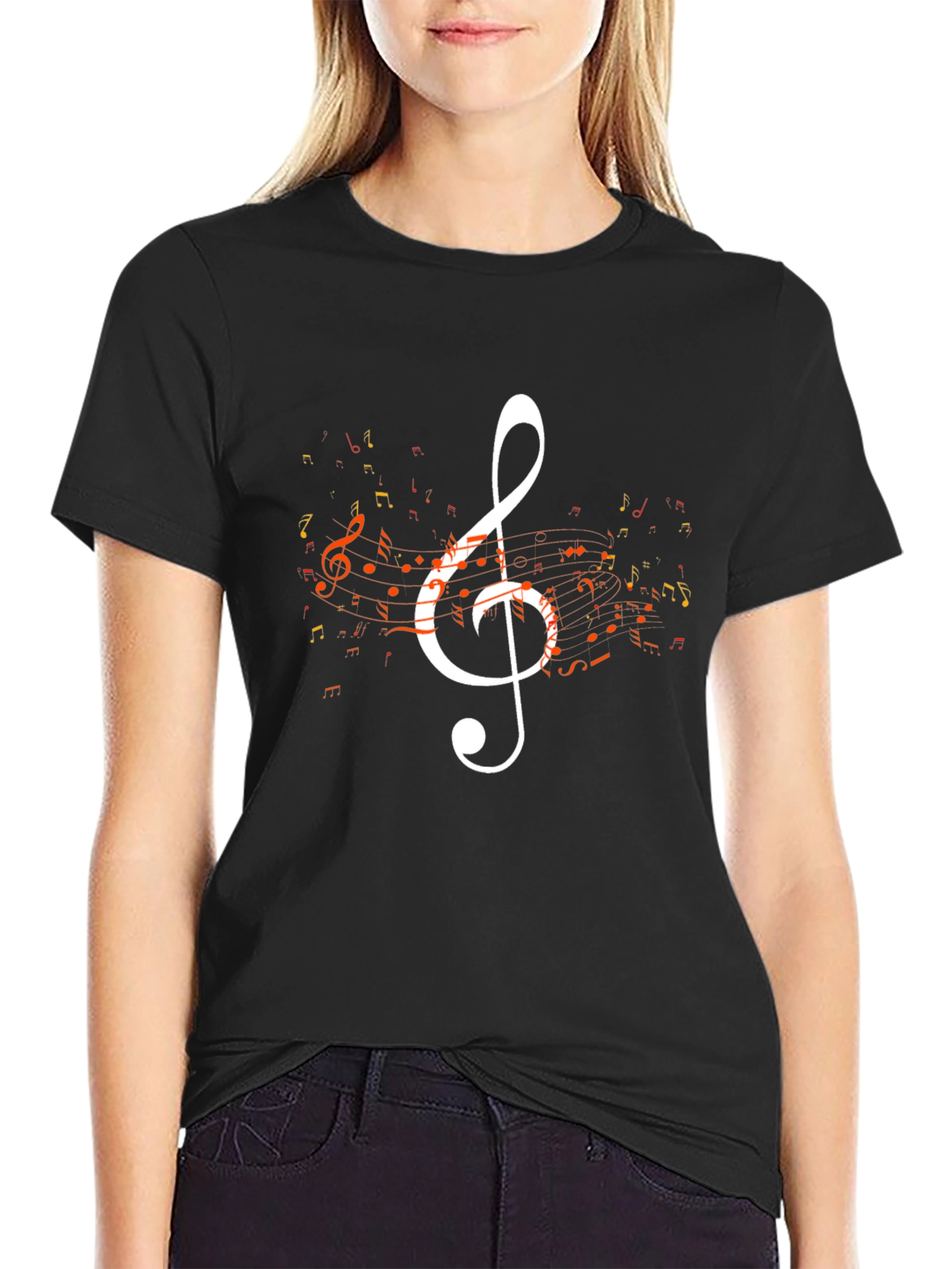 Musical Note Graphic Tee - Black