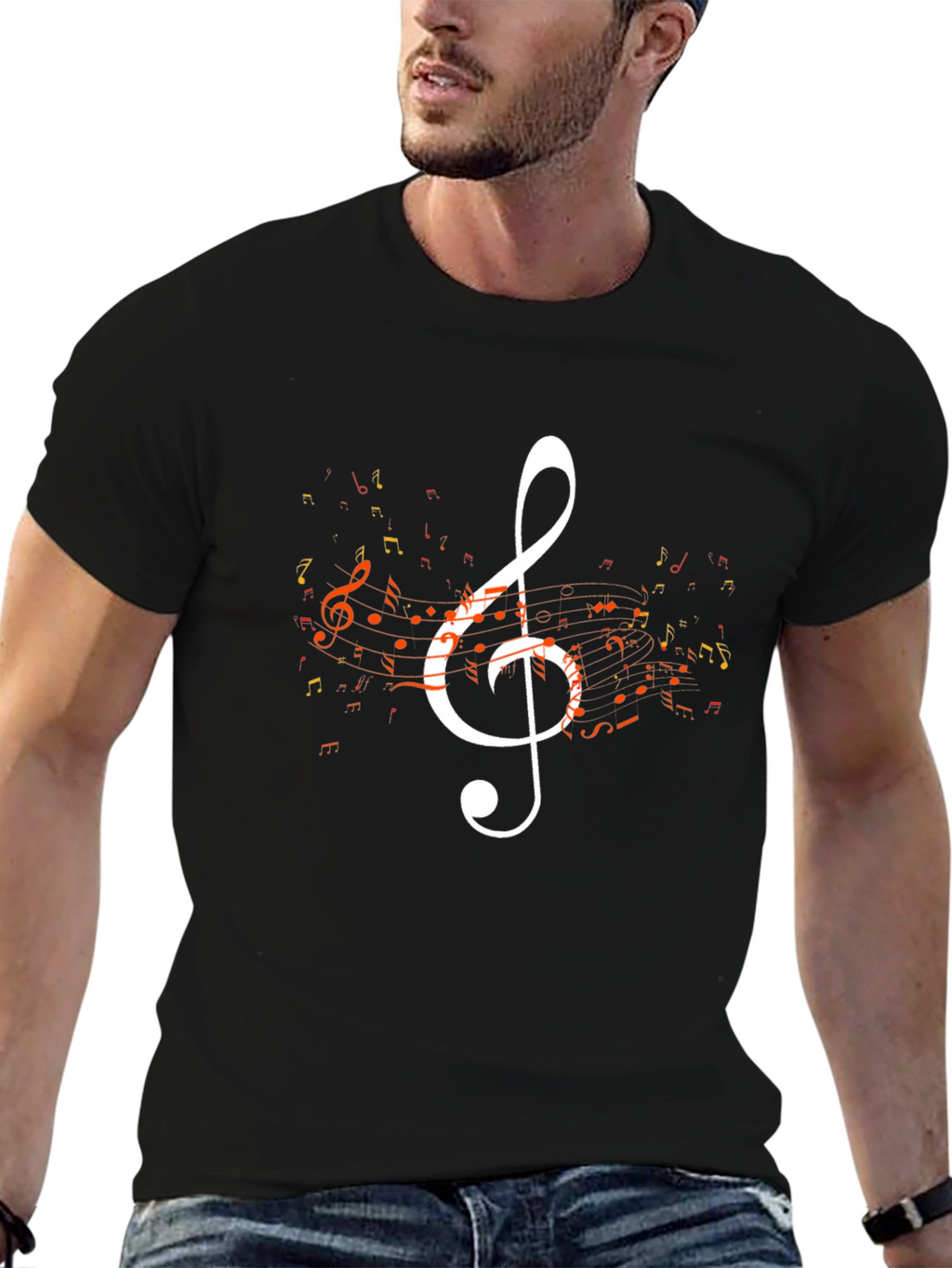 Musical Note Graphic Tee - Black