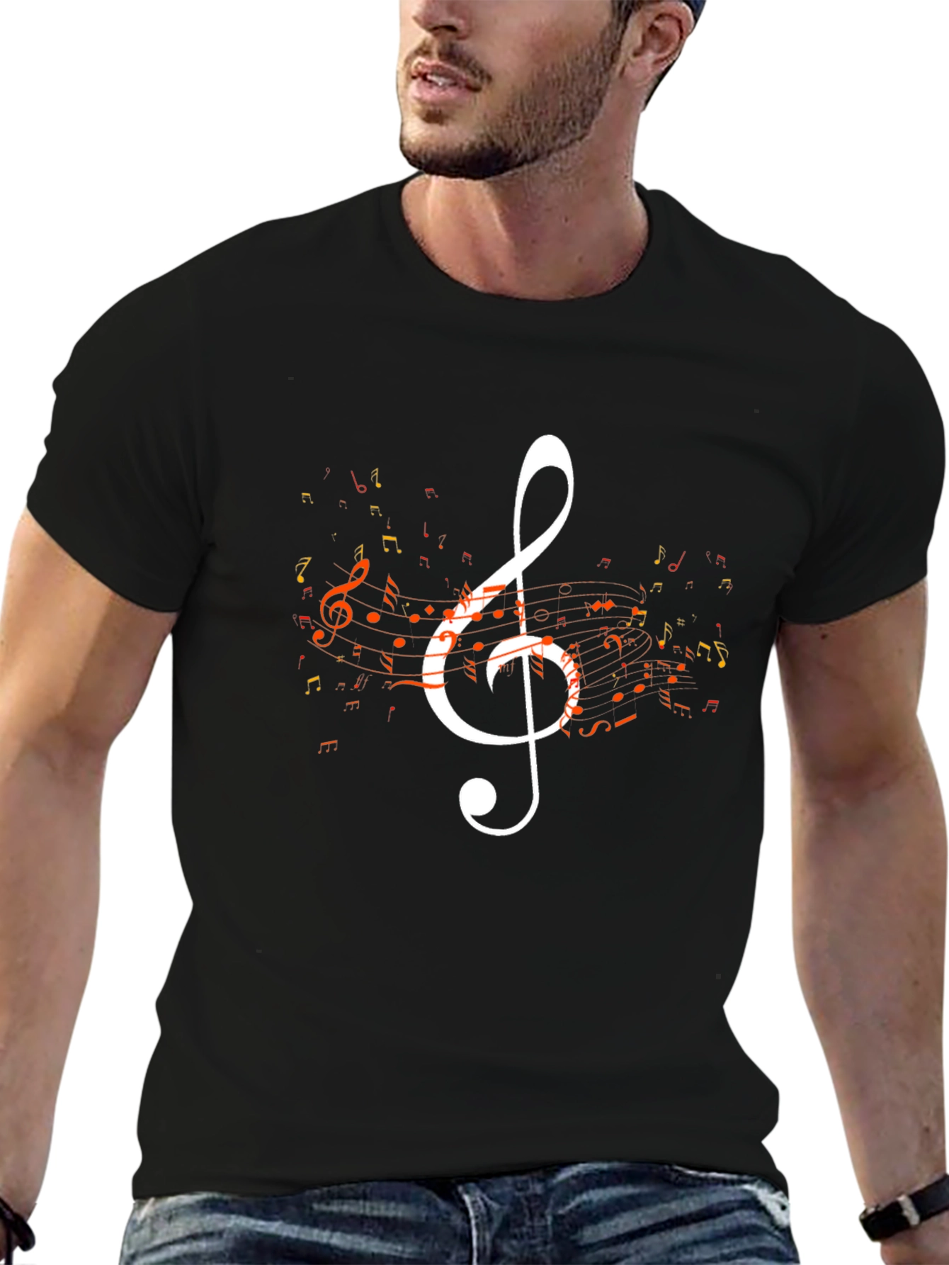 Musical Note Graphic Tee - Black