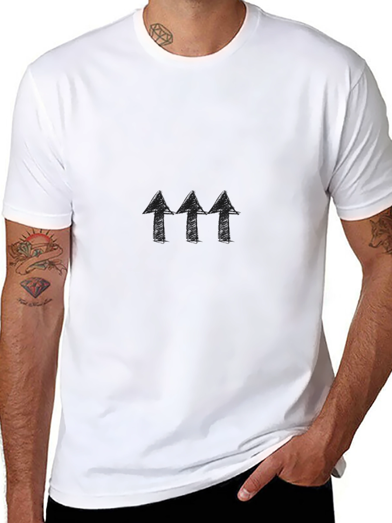 Arrow Sketch Graphic Black T-Shirt