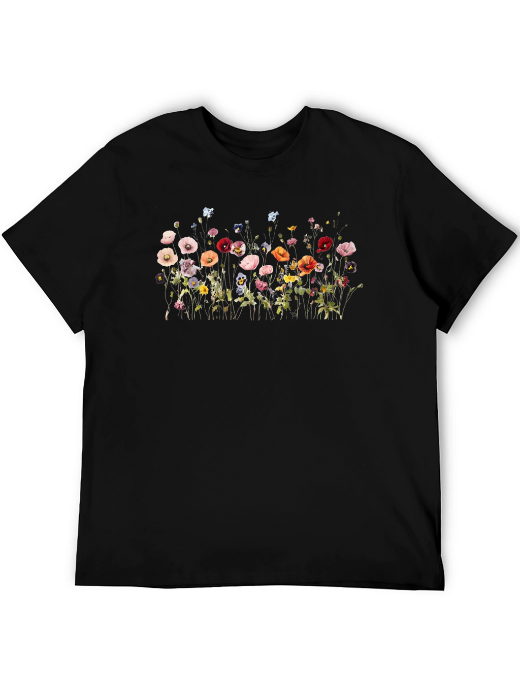 Floral Print Black T-Shirt